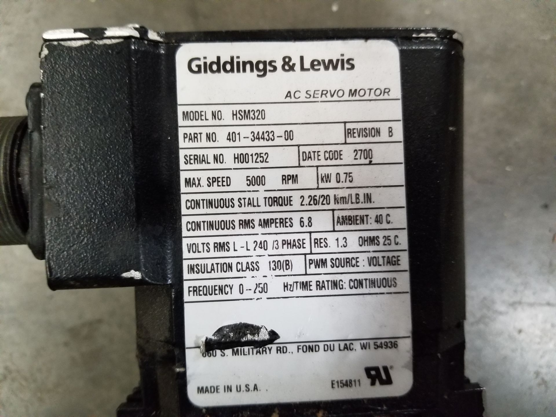 GIDDINGS & LEWIS AC SERVO MOTOR - Image 4 of 6