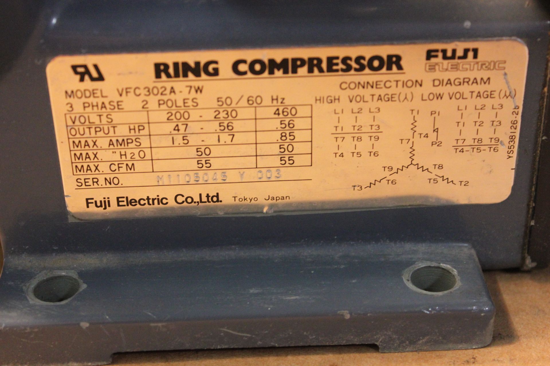 FUJI ELECTRIC RING COMPRESSOR - Image 2 of 2