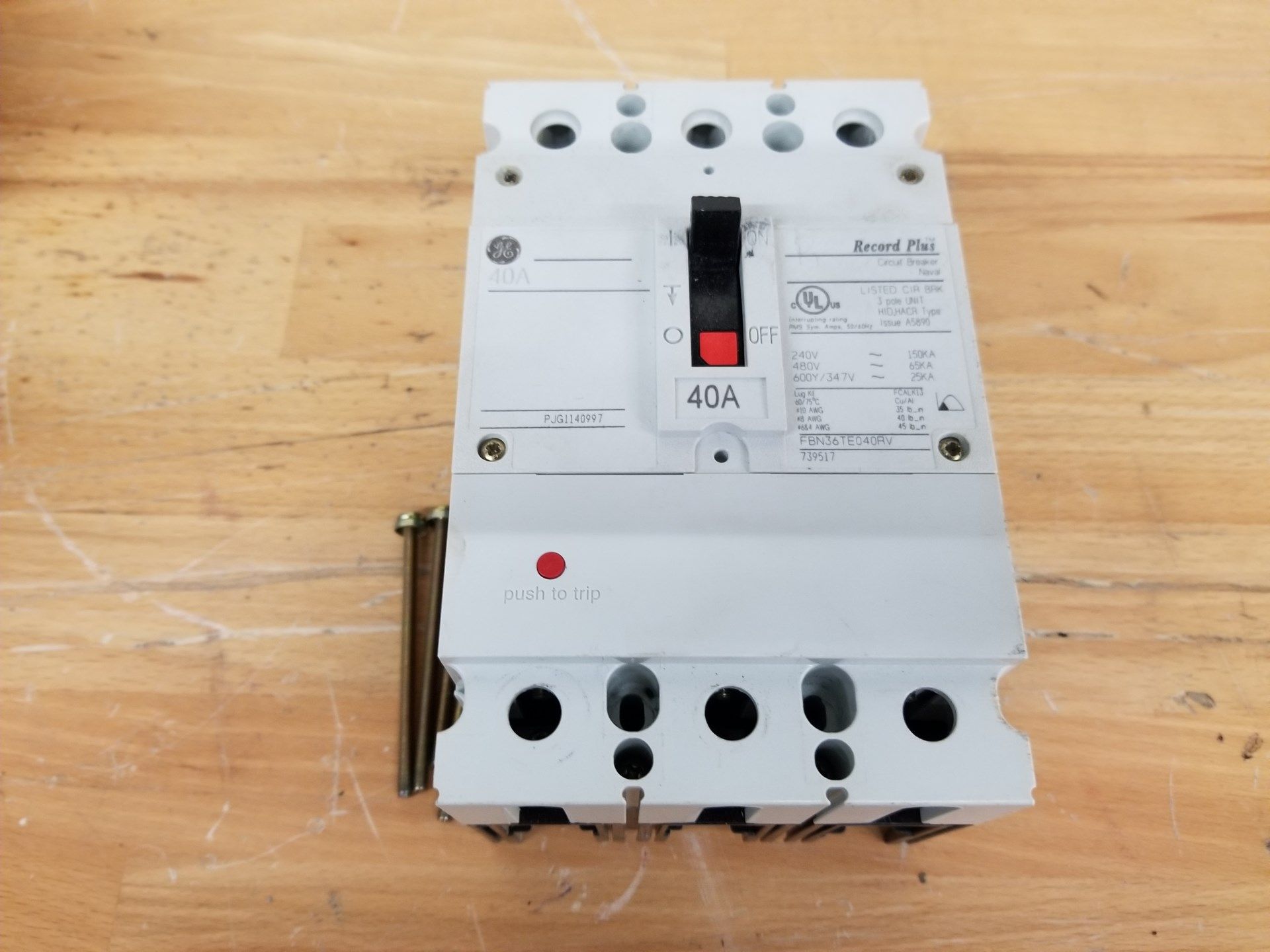 GE RECORD PLUS 40A MOLDED CASE CIRCUIT BREAKER
