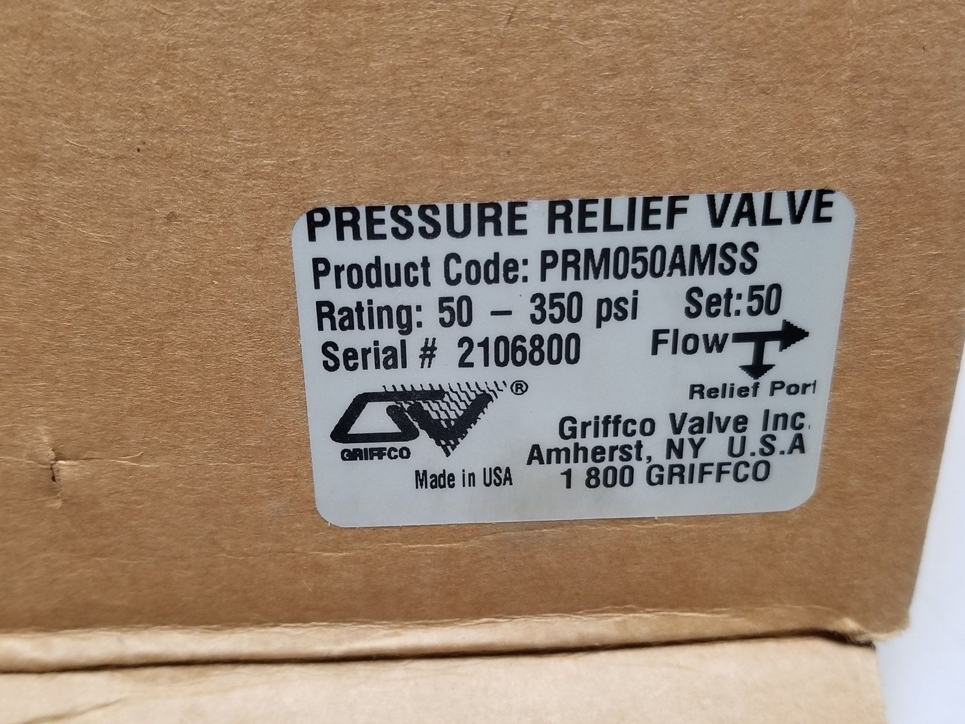 NEW GRIFFCO PRESSURE RELIEF VALVE - Image 2 of 5