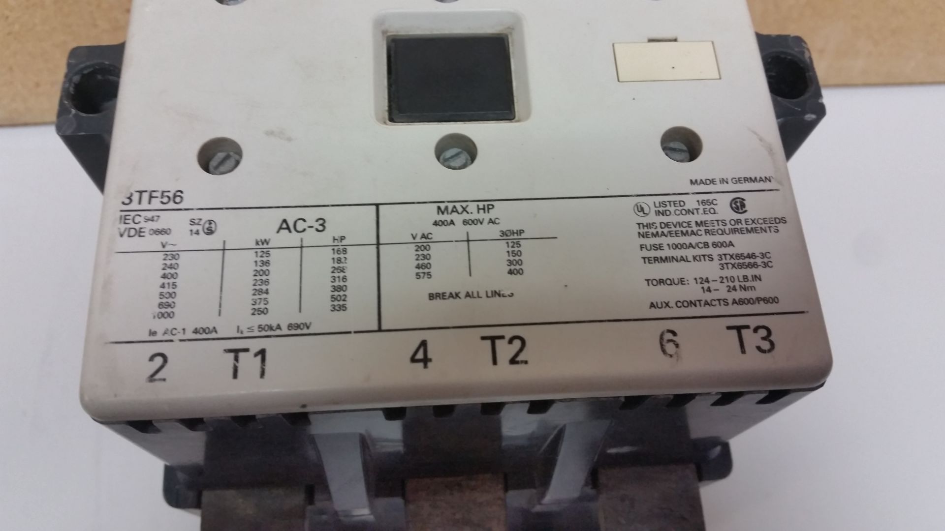 SIEMENS 3 POLE 400A CONTACTOR - Image 2 of 2