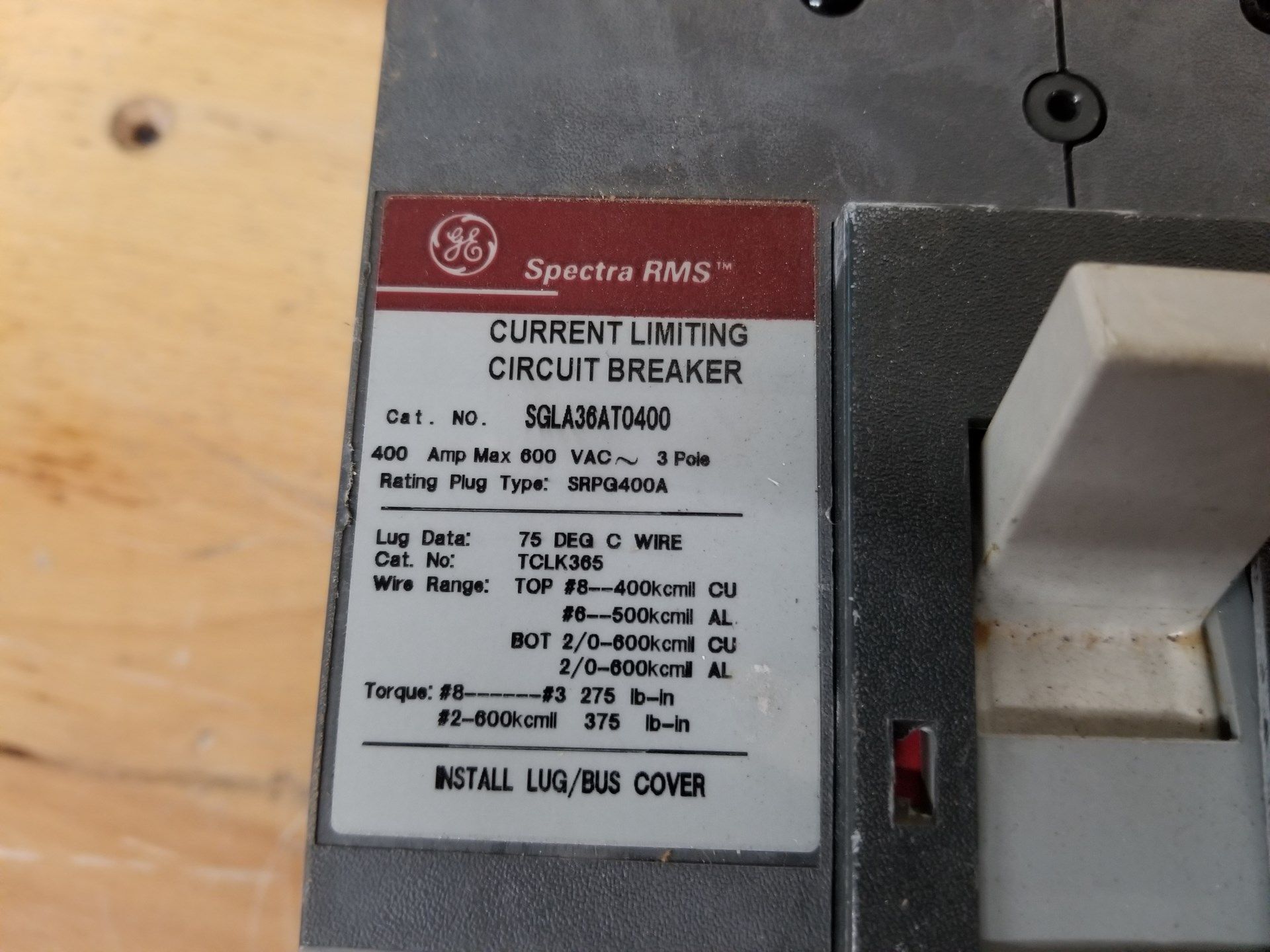 GE SPECTRA RMS 3POLE 400A 600V CIRCUIT BREAKER - Image 9 of 10