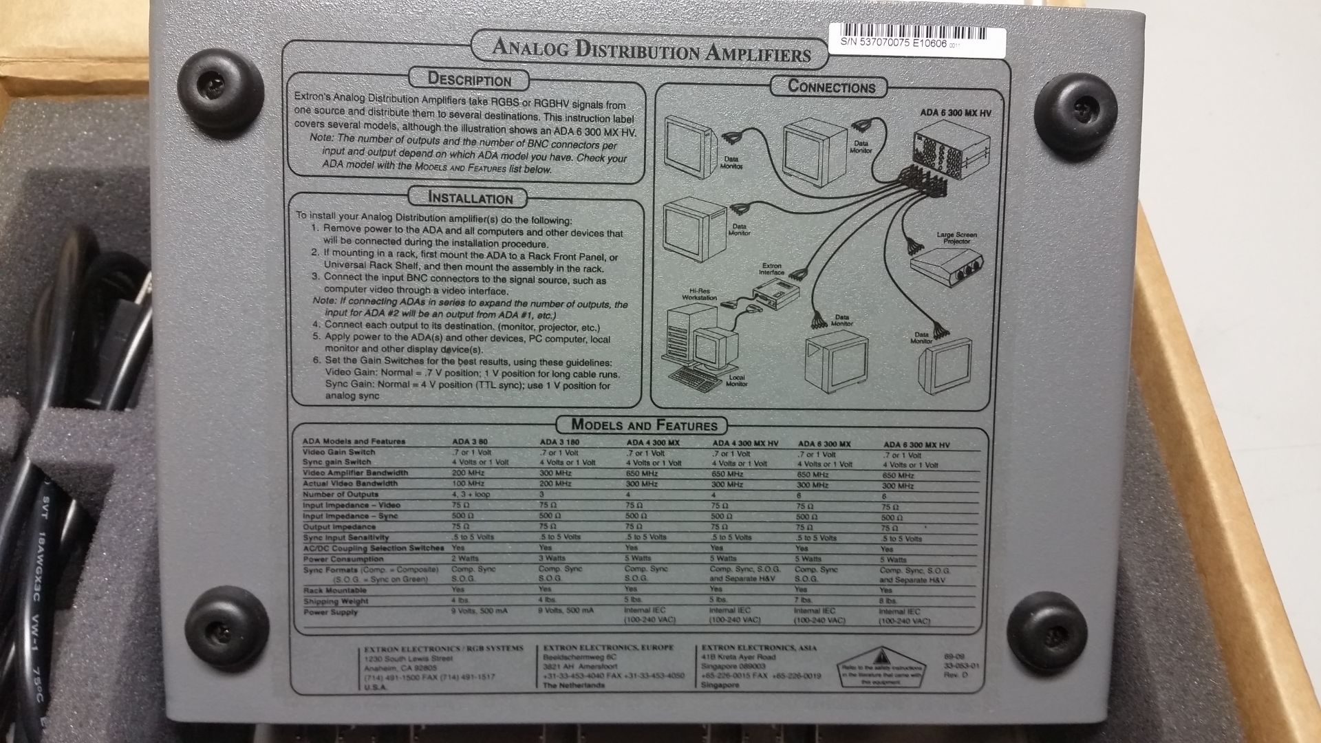 EXTRON DISTRIBUTION AMPLIFIER - Image 3 of 3