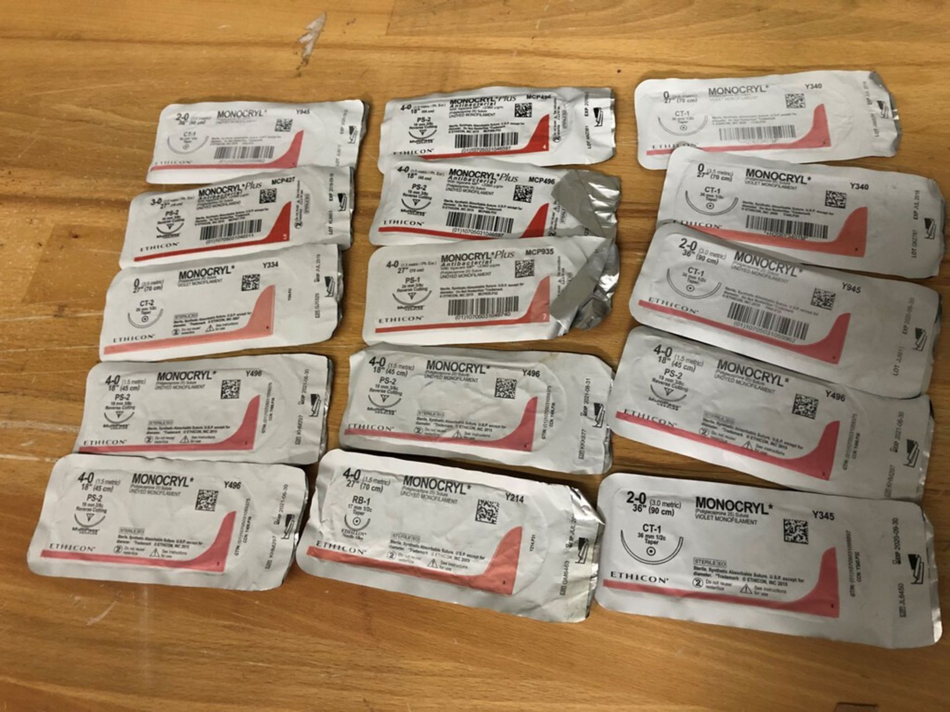 LOT OF 15 ETHICON MEDICAL SUTURES