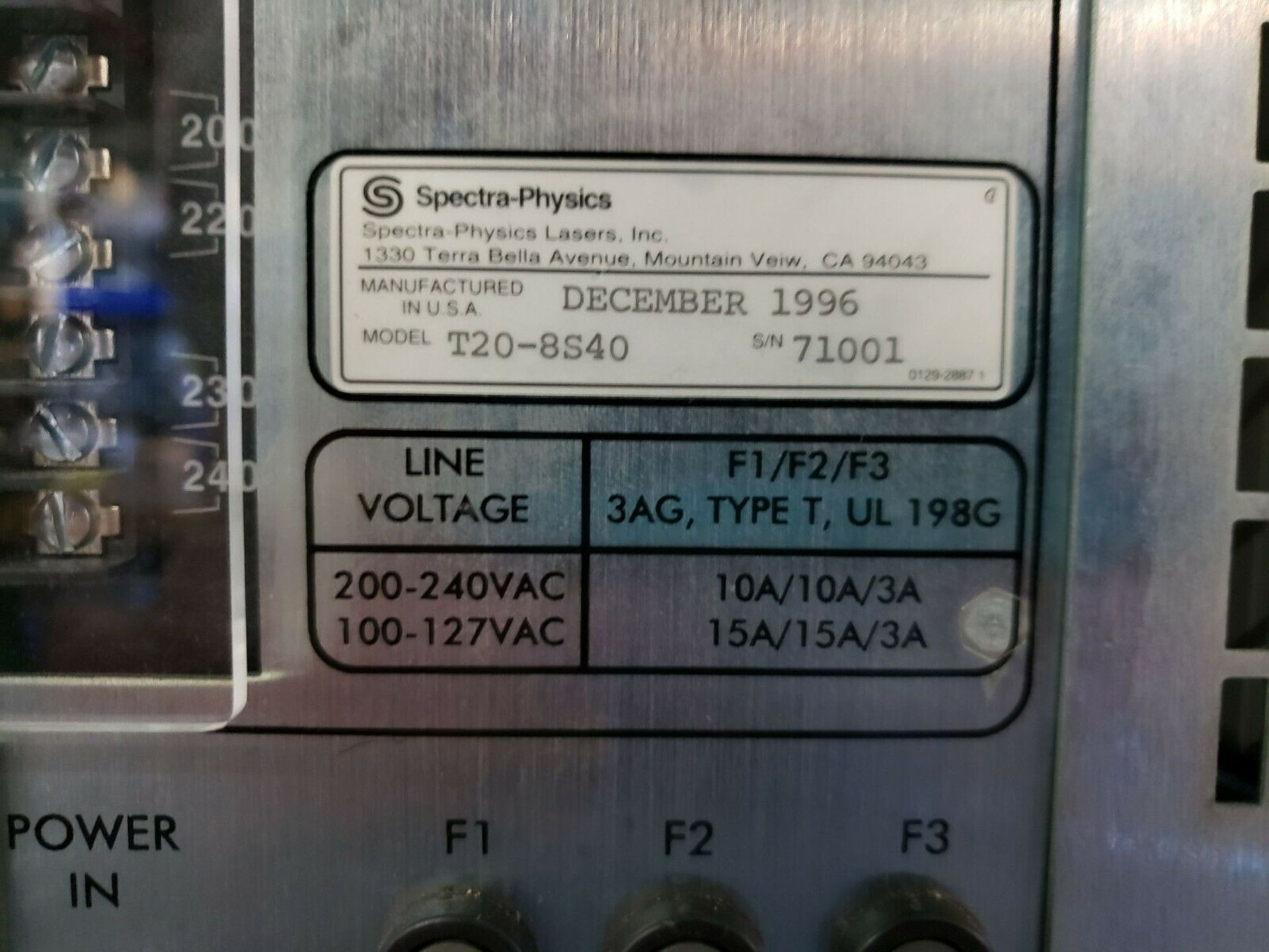 SPECTRA PHYSICS LASER POWER SUPPLY - Image 4 of 7