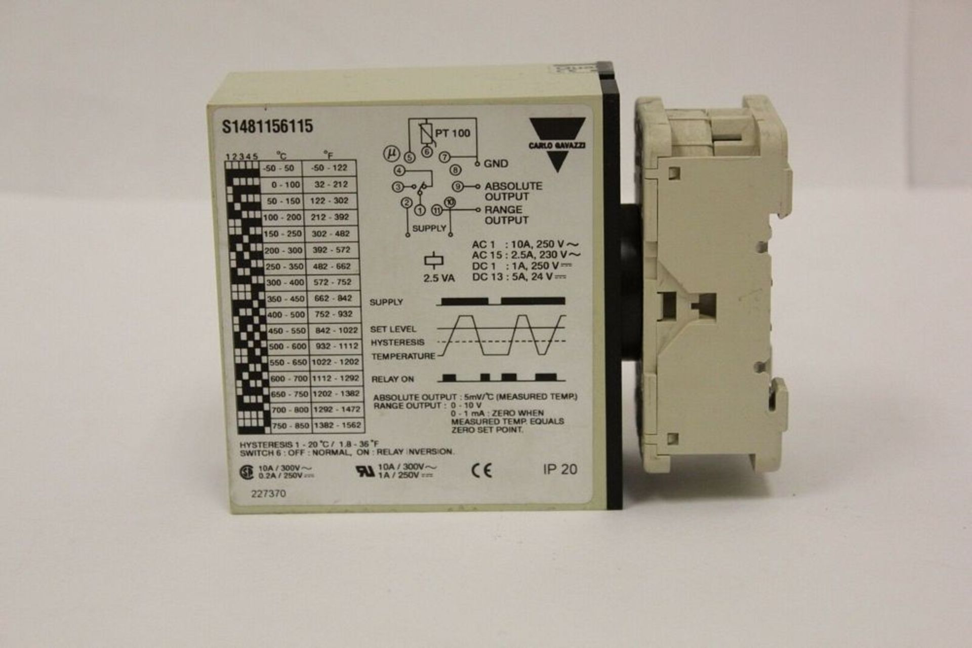 CARLO GAVAZZI PT 100 TEMPERATURE CONTROL RELAY - Image 2 of 2