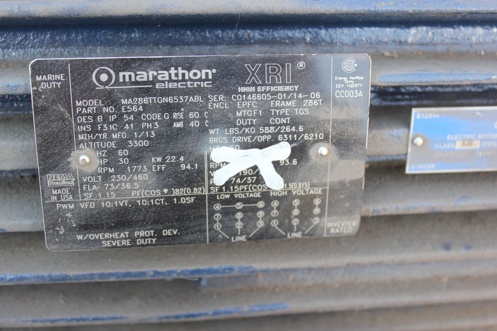 MARATHON ELECTRIC SEVERE DUTY 30HP MOTOR - Image 5 of 5