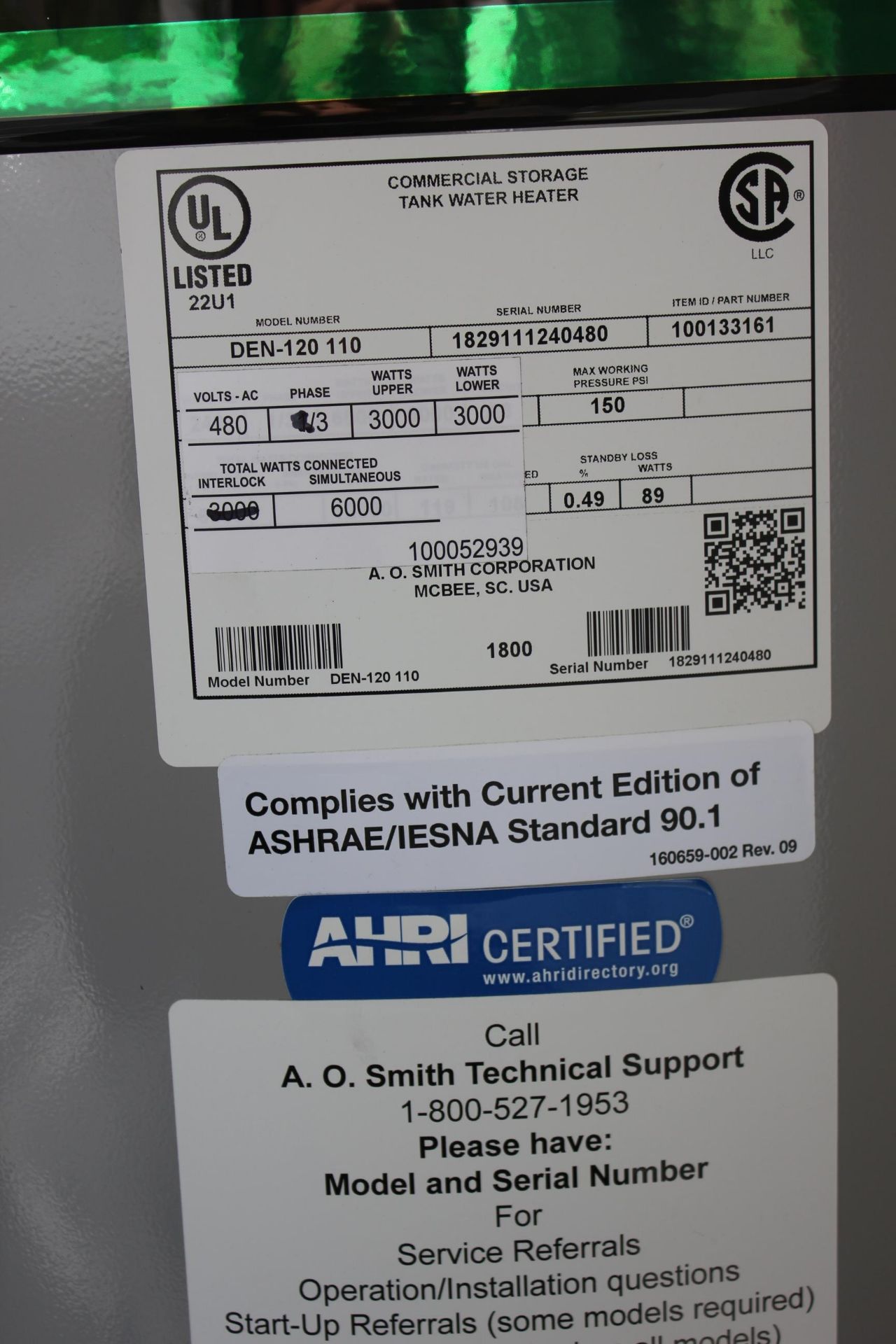 NEW AO SMITH COMMERCIAL WATER HEATER - Image 7 of 7