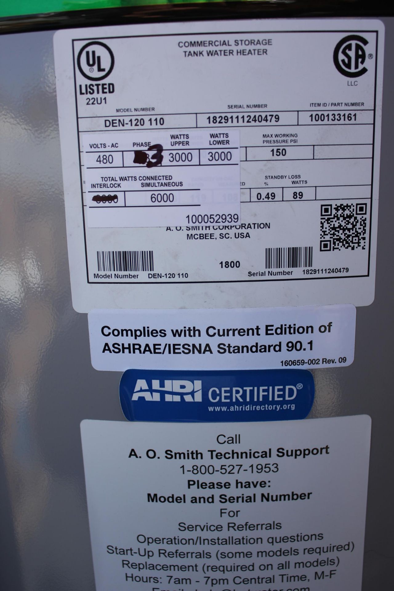 NEW AO SMITH COMMERCIAL WATER HEATER - Image 7 of 7