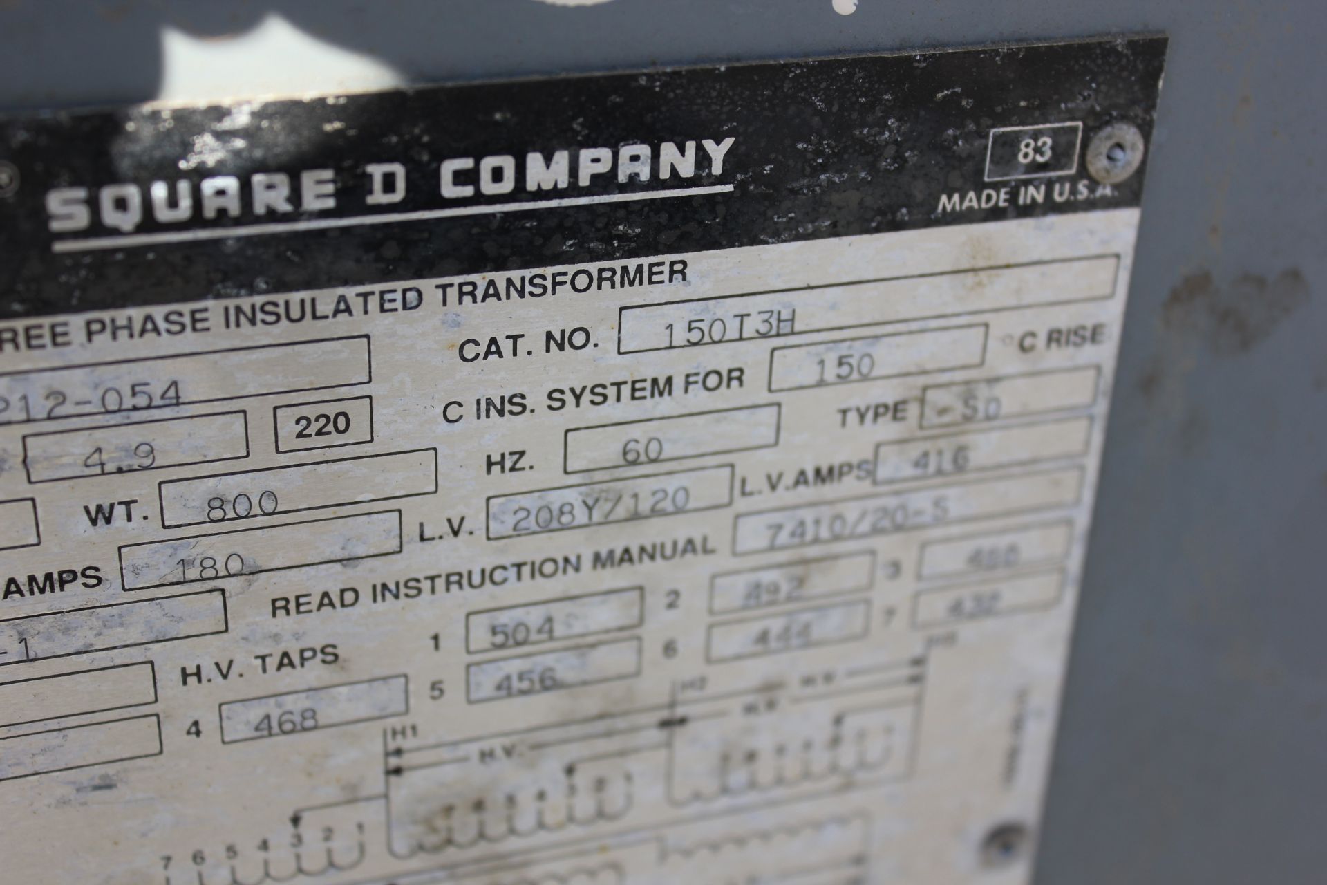 SQUARE D 150KVA INDUSTRIAL TRANSFORMER - Image 8 of 8