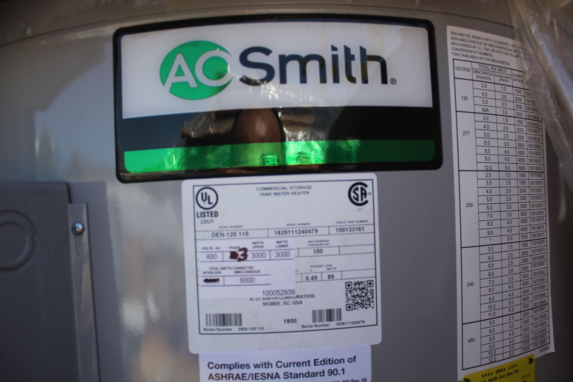 NEW AO SMITH COMMERCIAL WATER HEATER - Image 6 of 7