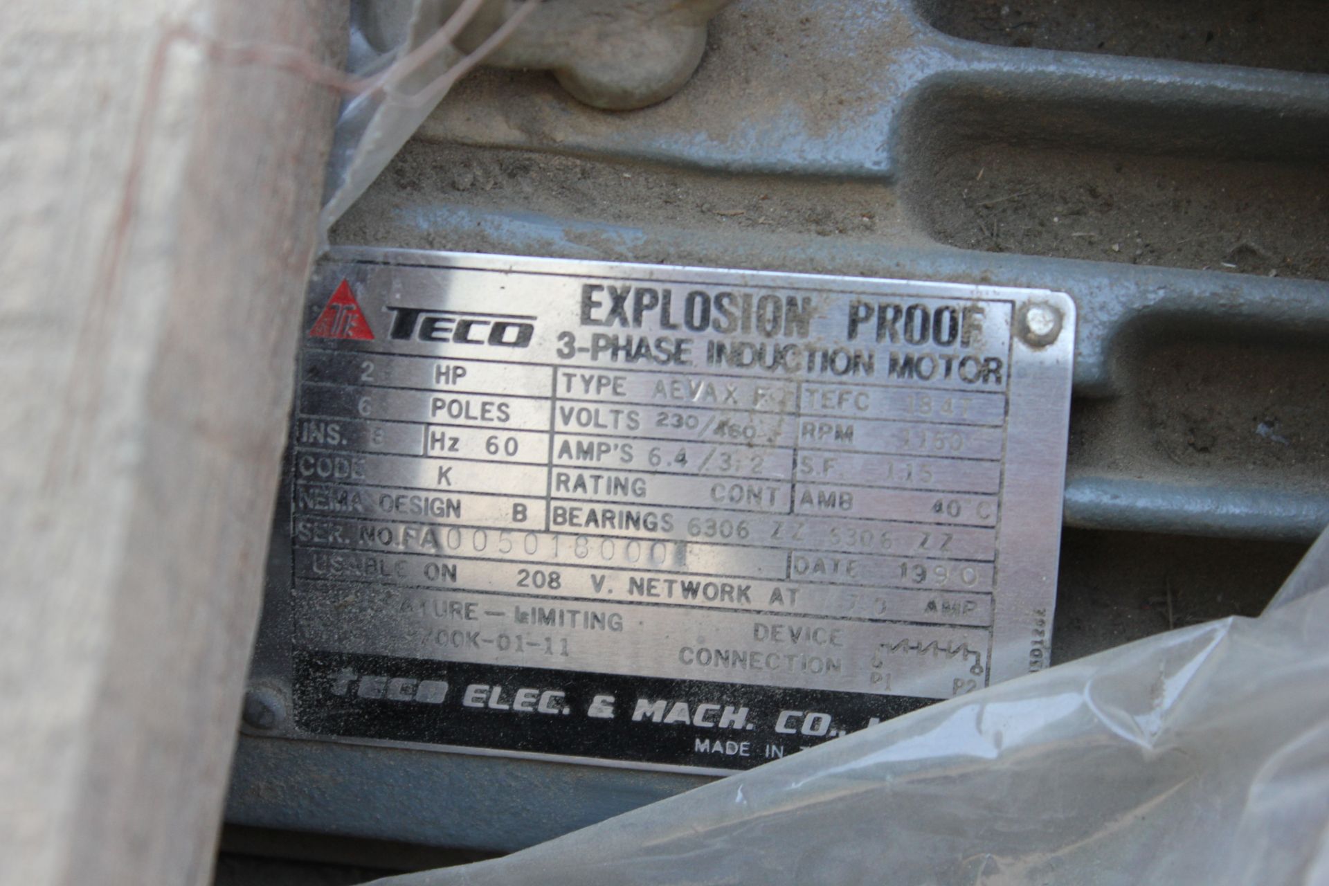 NEW TECO 2HP EXPLOSION PROOF MOTOR - Image 2 of 4