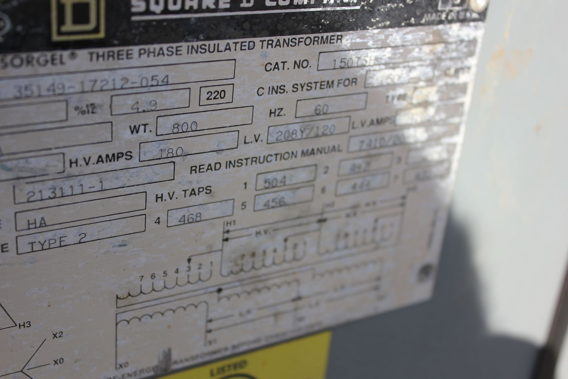 SQUARE D 150KVA INDUSTRIAL TRANSFORMER - Image 7 of 8