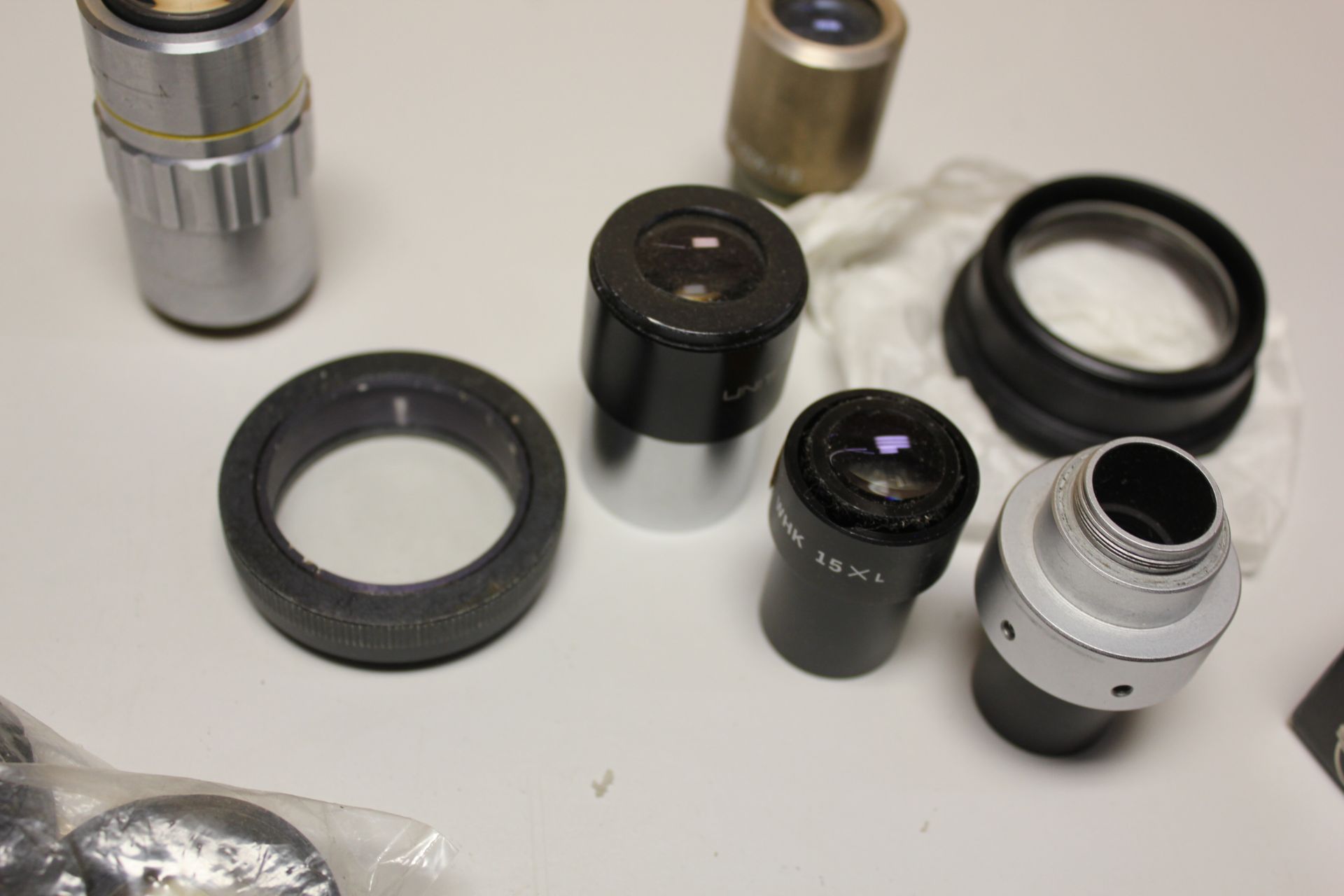 LOT OF MICROSCOPE PARTS - OBJECTIVES,EYE PIECES, ETC - Image 13 of 15