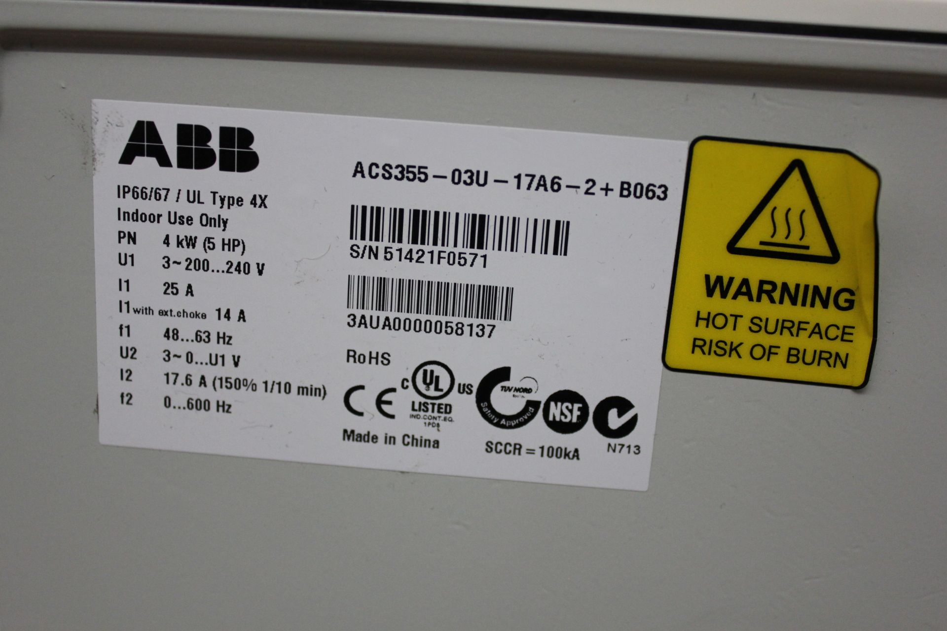 UNUSED ABB 5HP AC DRIVE ACS355-03U-17A6-2+ B063 - Image 4 of 10