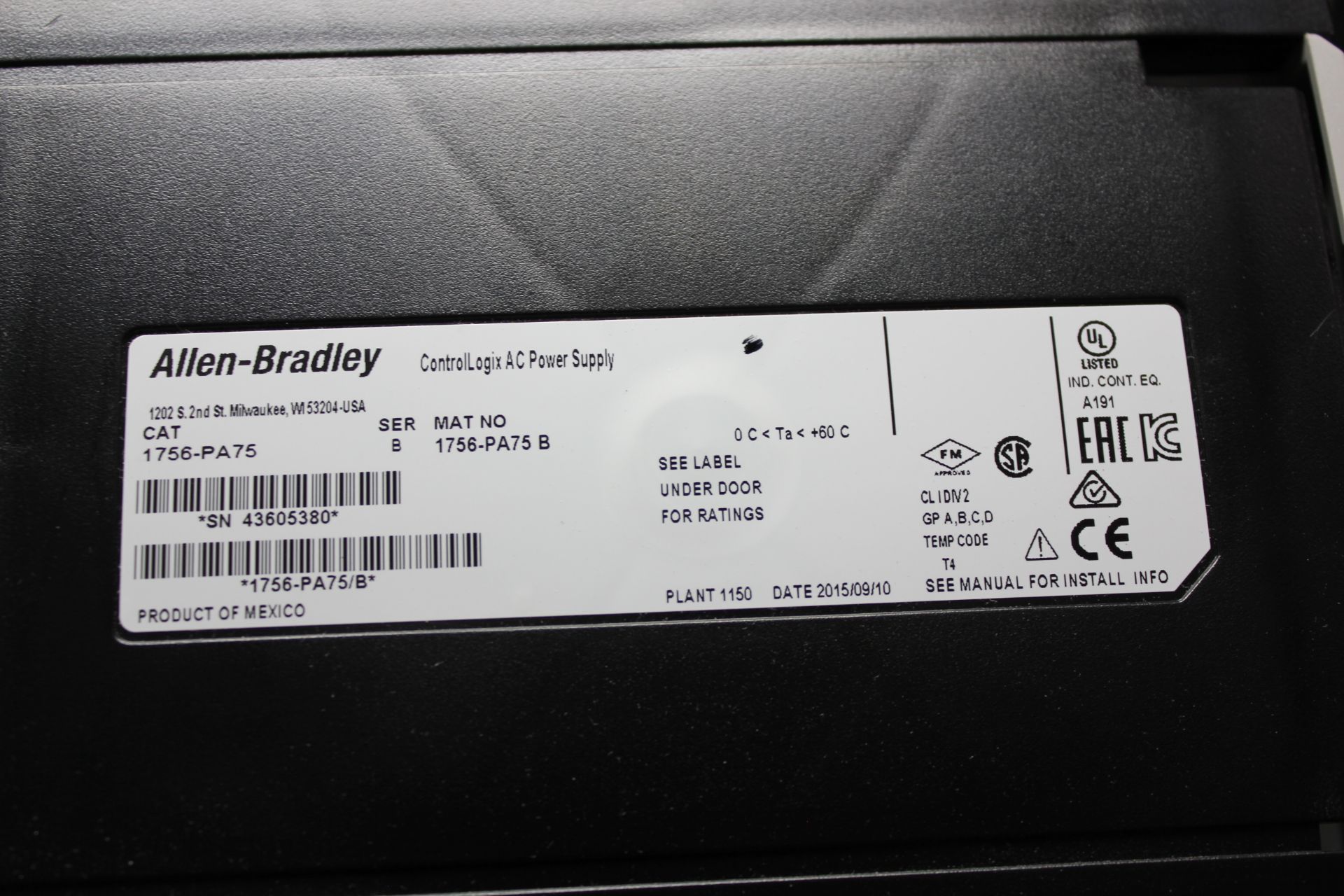 ALLEN BRADLEY CONTROLLOGIX PLC CHASSIS & POWER SUPPLY - Image 3 of 4