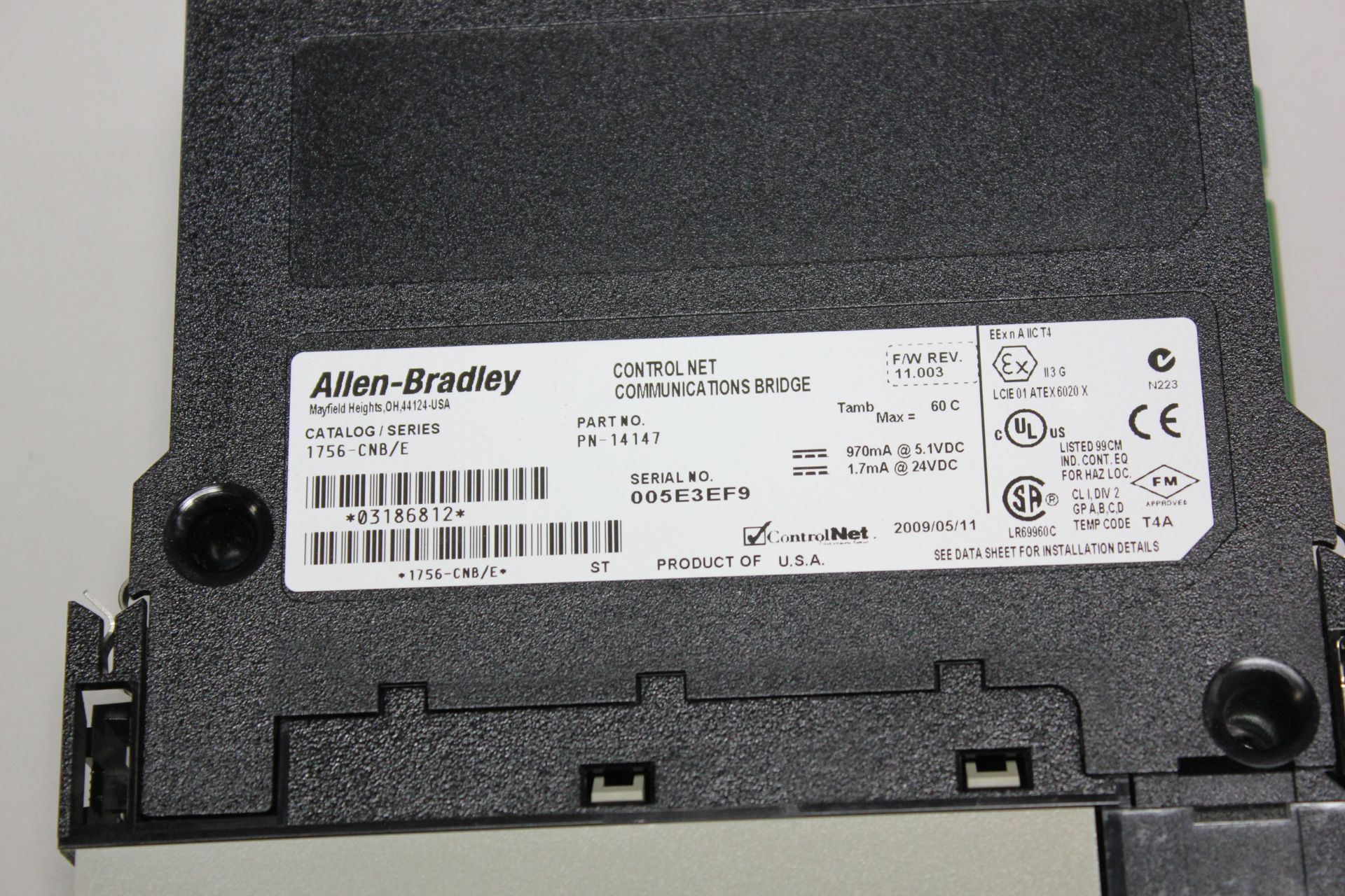 ALLEN BRADLEY CONTROLLOGIX CONTROLNET PLC MODULE - Image 3 of 3