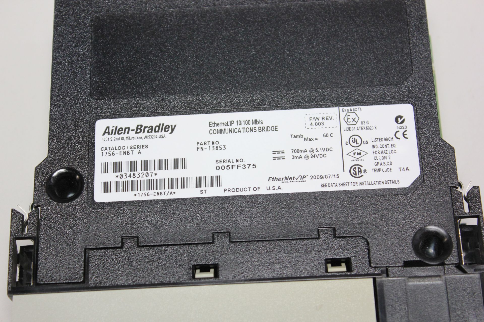 ALLEN BRADLEY CONTROLLOGIX ETHERNET/IP PLC MODULE - Image 3 of 3