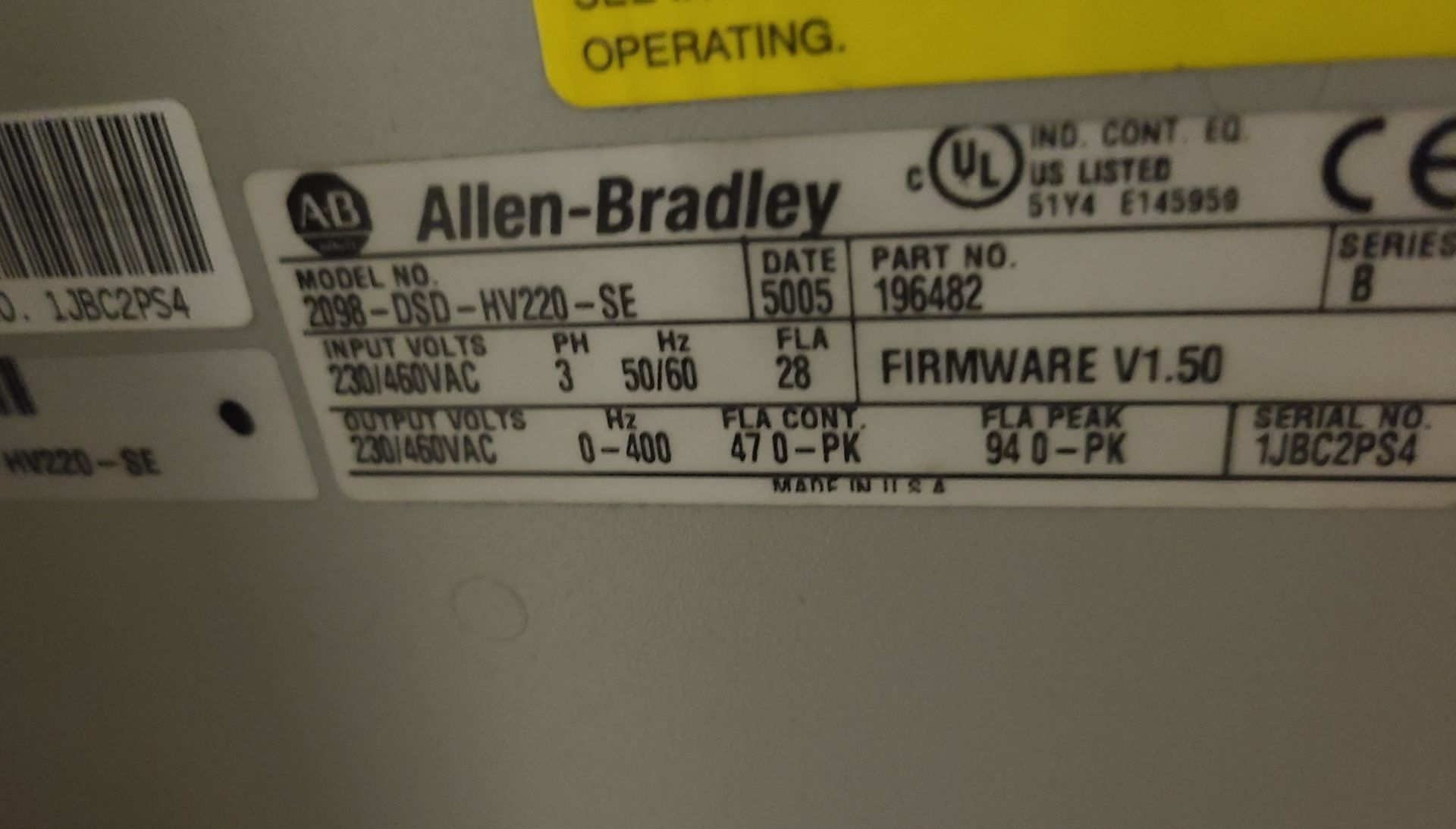 ALLEN BRADLEY ULTRA 3000 SERVO DRIVE - Image 2 of 2