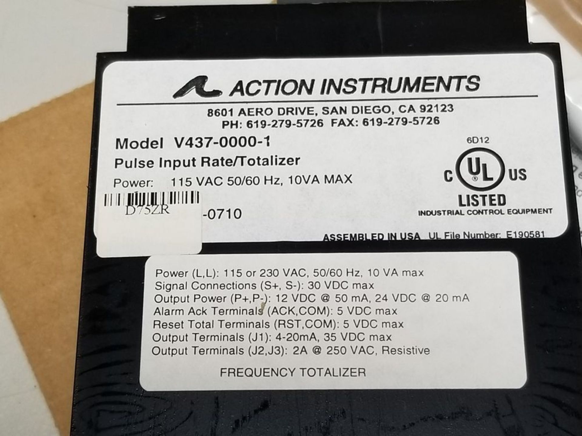New Action Instruments Visipak Pulse Input Rate/Totalizer - Image 7 of 7