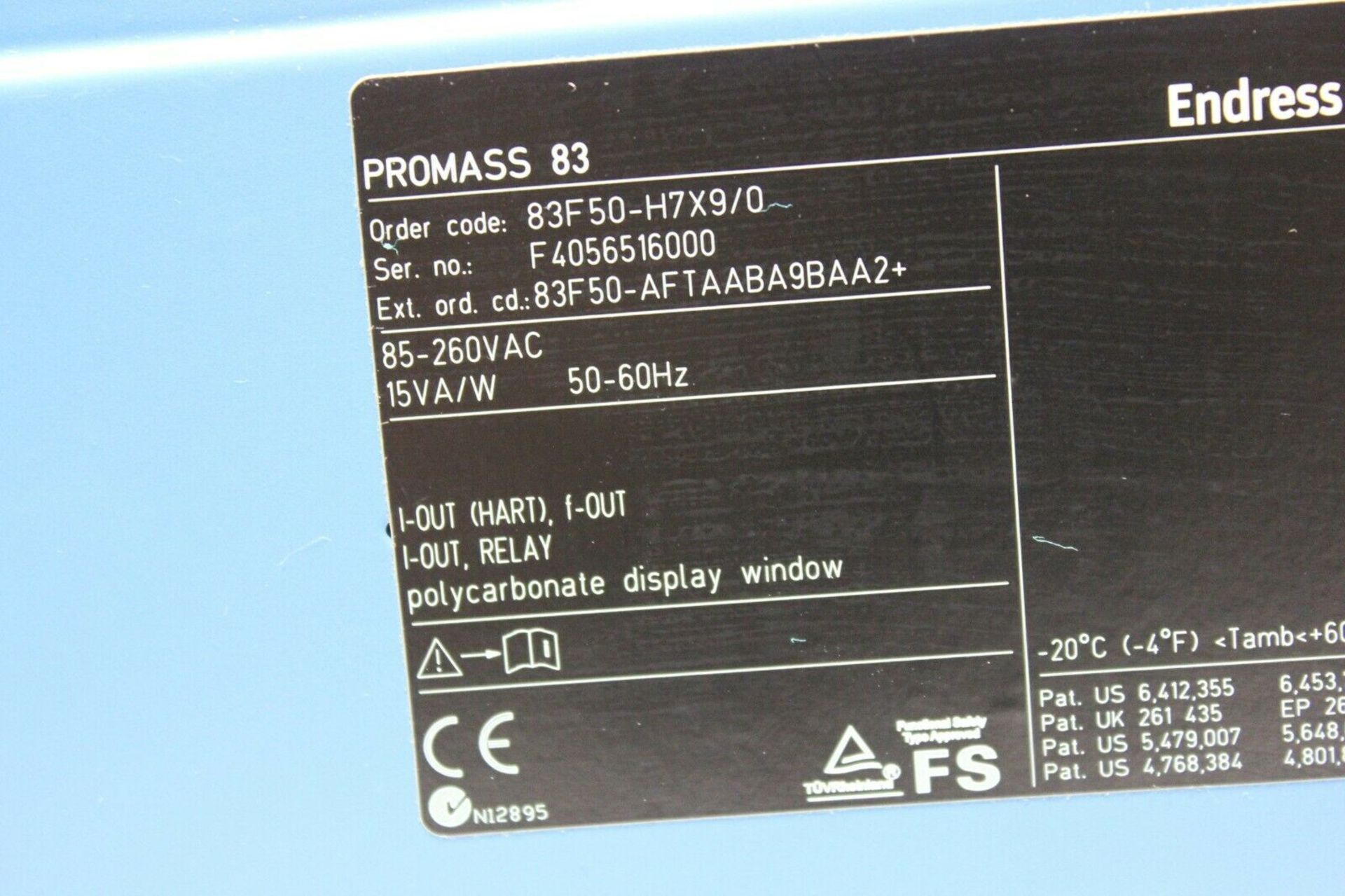 ENDRESS+HAUSER PROMASS 83 MASS FLOW METER - Image 2 of 3