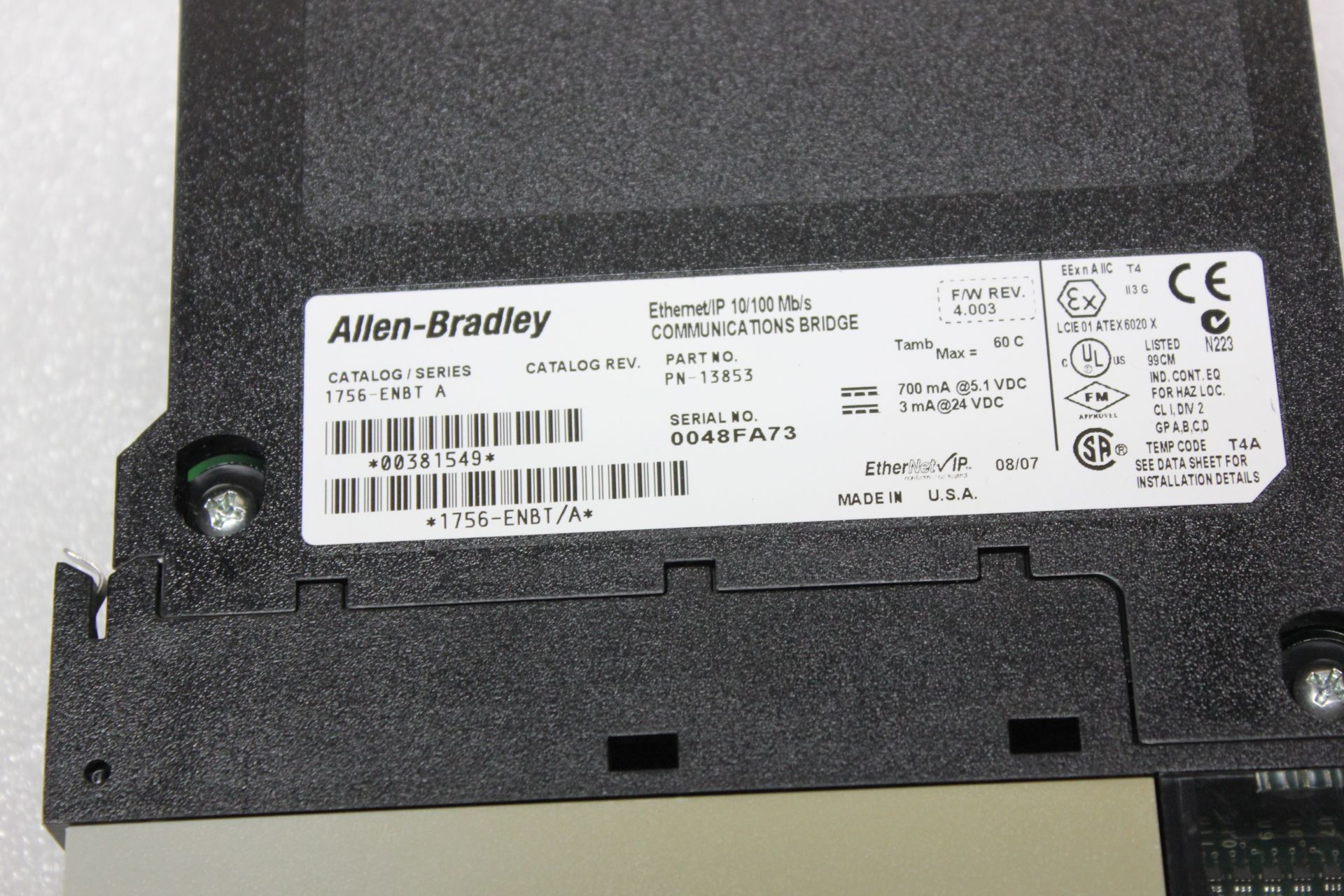 ALLEN BRADLEY CONTROLLOGIX ETHERNET/IP PLC MODULE - Image 2 of 2