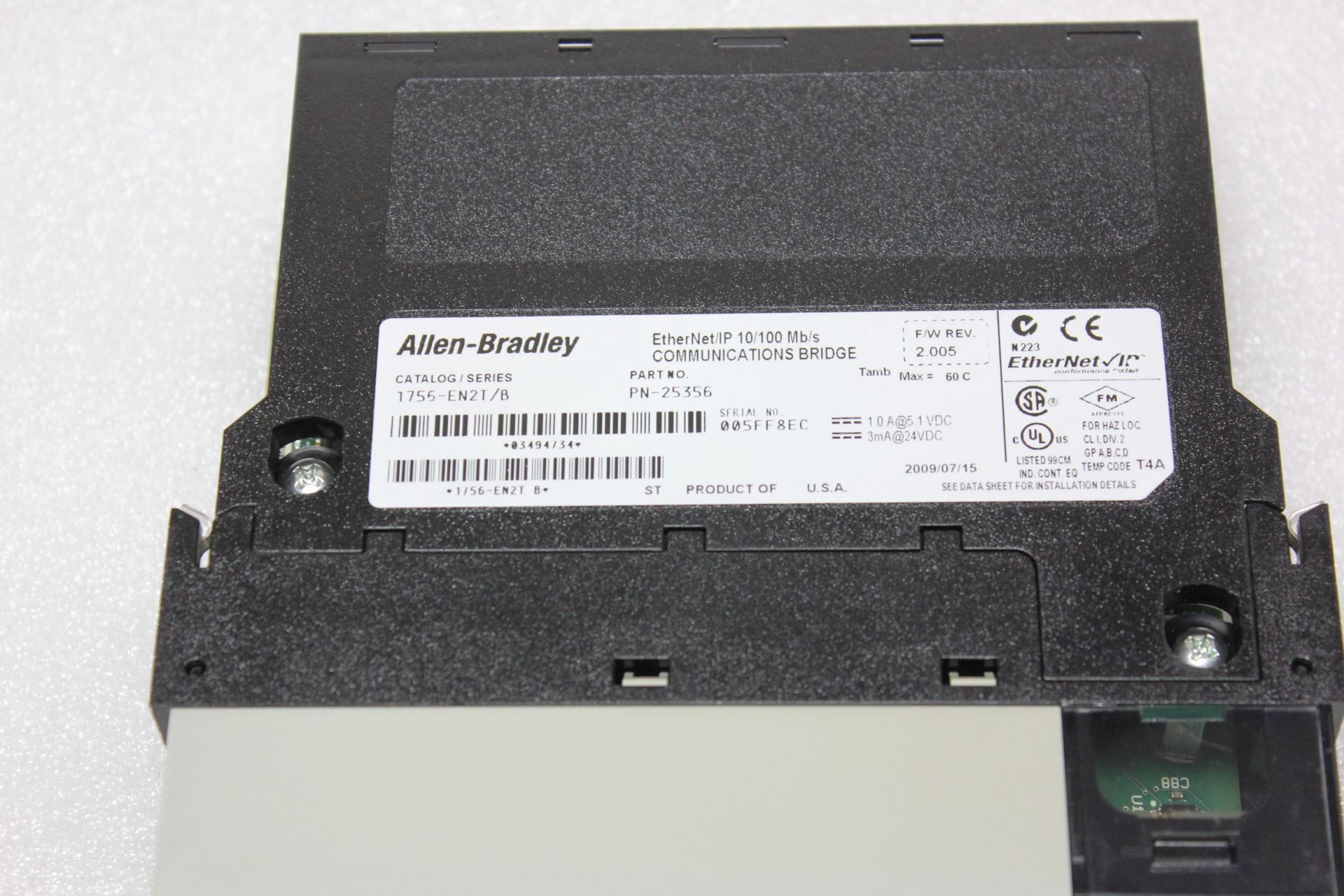 ALLEN BRADLEY CONTROLLOGIX ETHERNET/IP PLC MODULE - Image 2 of 2