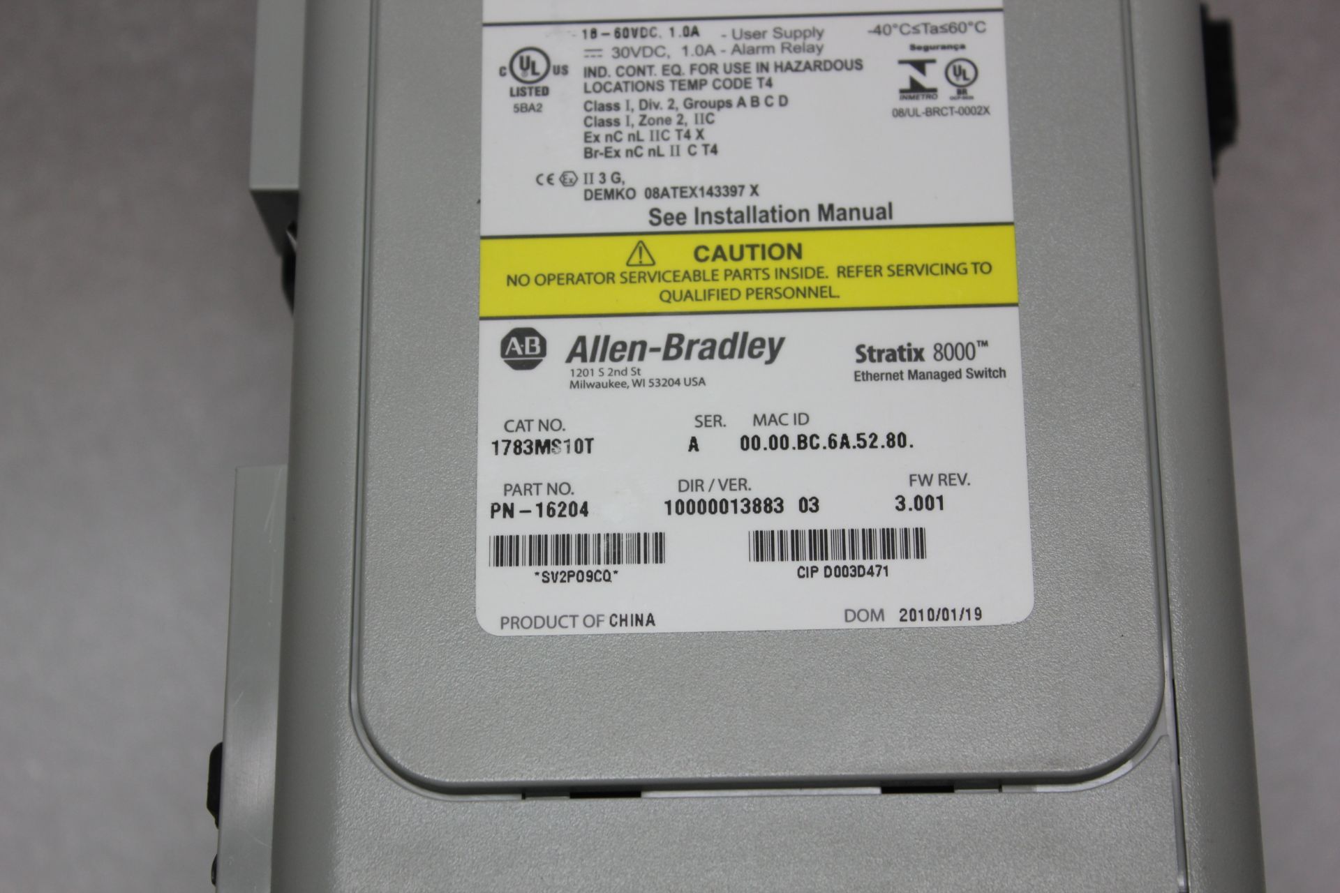 ALLEN BRADLEY STRATIX 8000 INDUSTRIAL ETHERNET SWITCH - Image 3 of 4