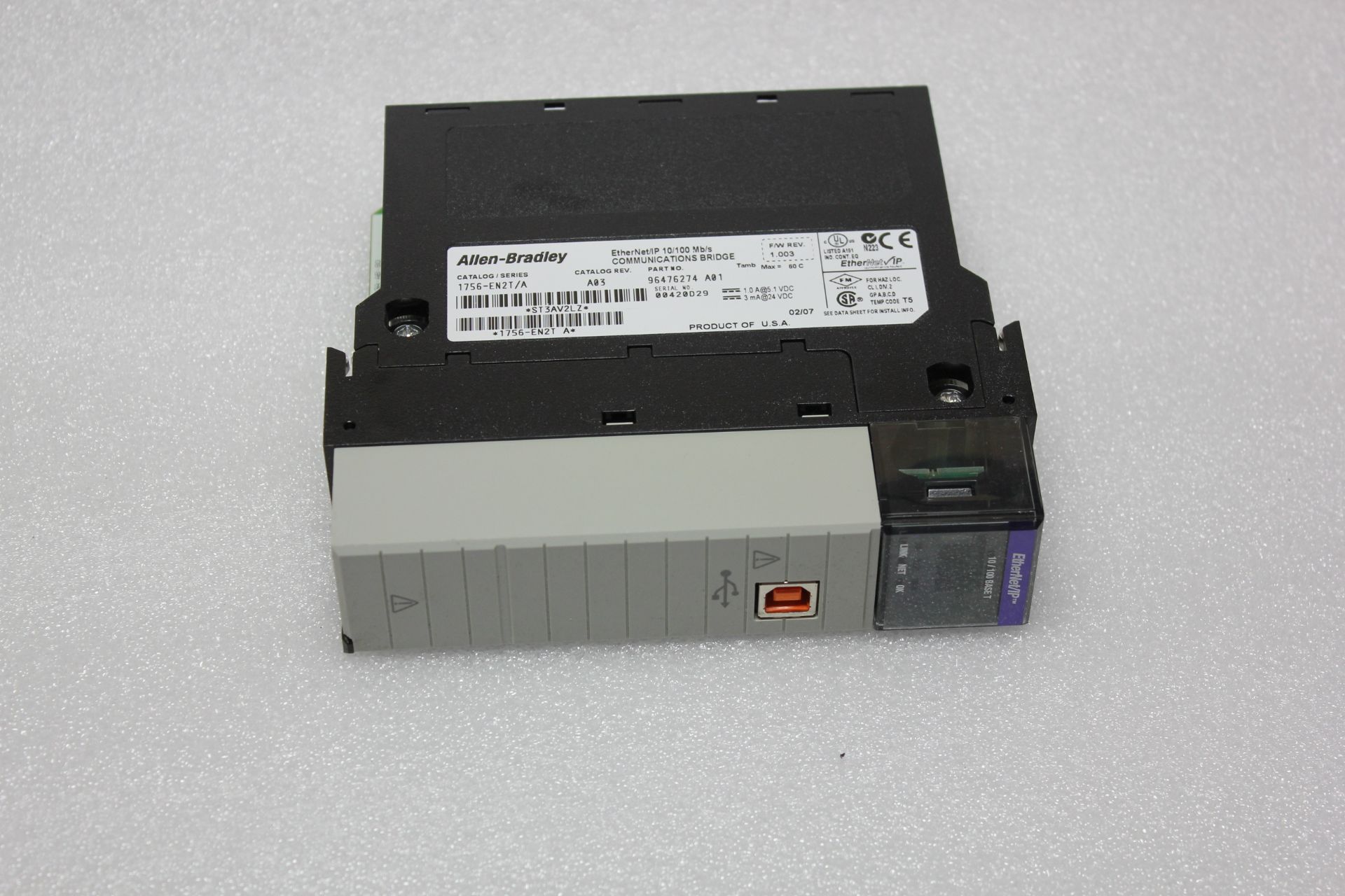 ALLEN BRADLEY CONTROLLOGIX ETHERNET/IP PLC MODULE