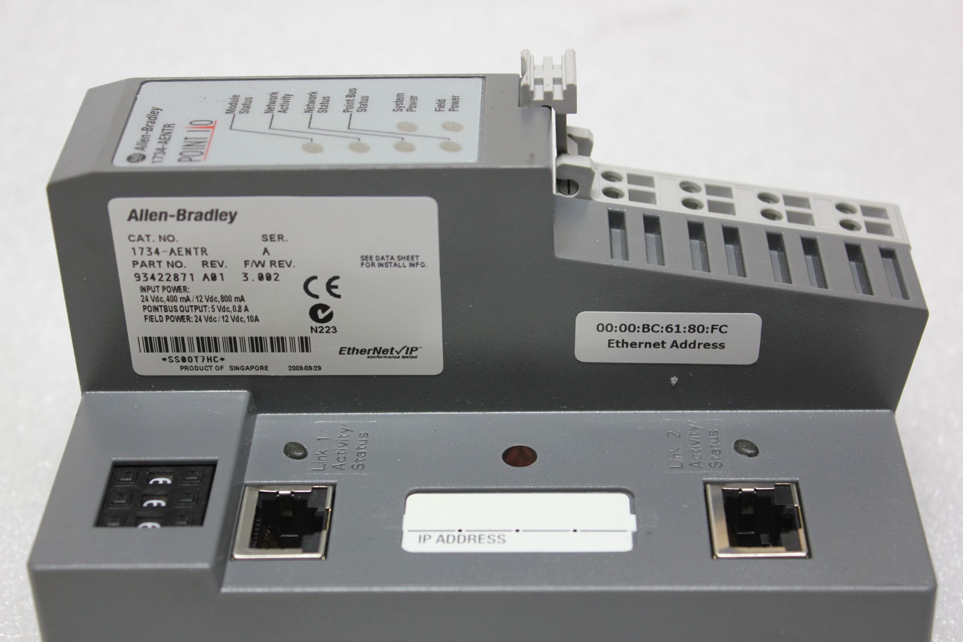 ALLEN BRADLEY POINT I/O DUAL PORT ETHERNET/IP MODULE - Image 3 of 4