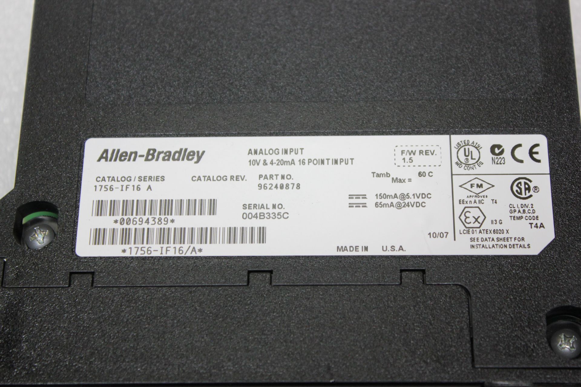 ALLEN BRADLEY CONTROLLOGIX PLC MODULE - Image 3 of 3