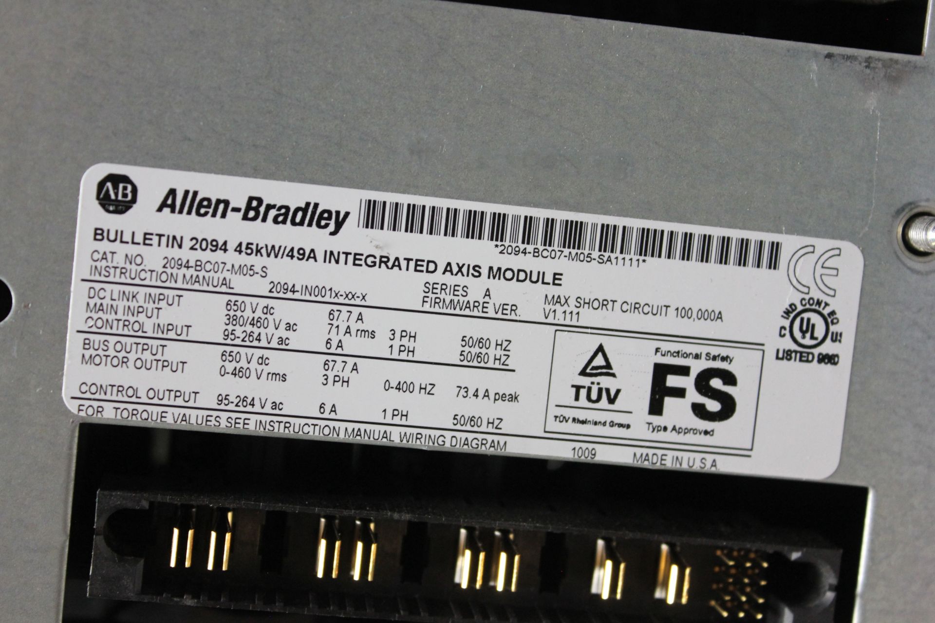 ALLEN BRADLEY KINETIX POWER SUPPLY/SERVO DRIVE - Image 7 of 7