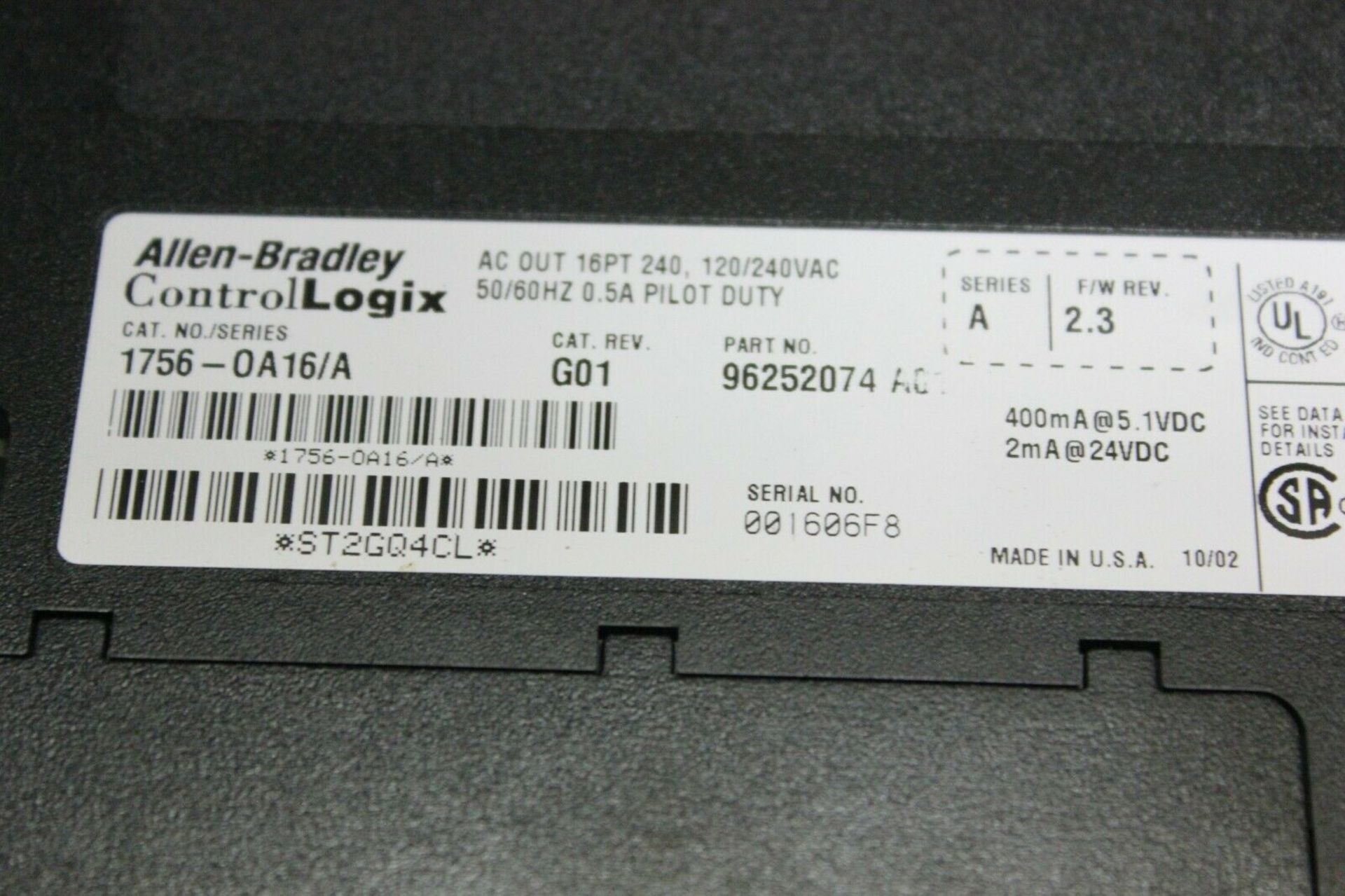 ALLEN BRADLEY CONTROLLOGIX PLC MODULE - Image 2 of 3