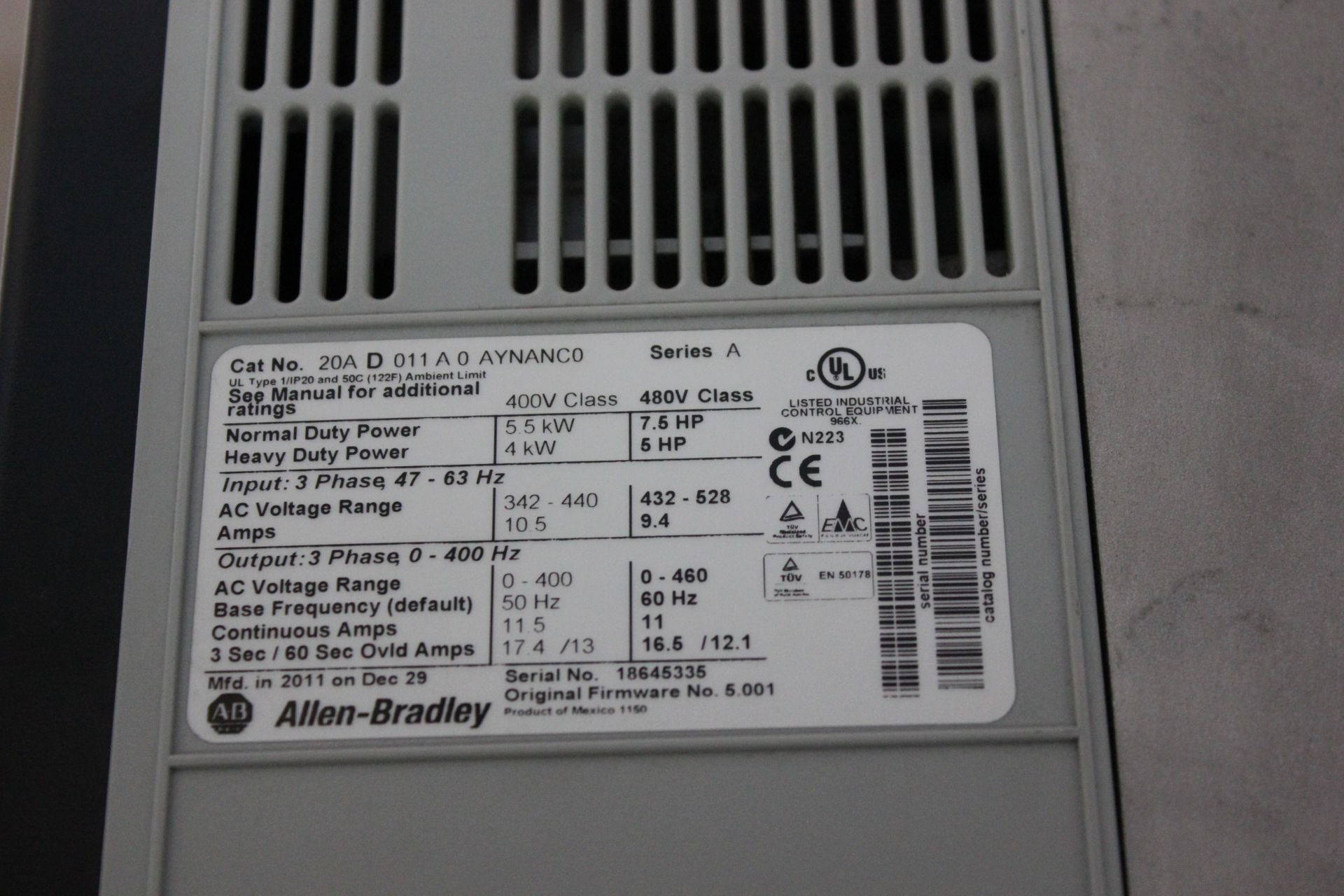 ALLEN BRADLEY POWERFLEX 70 7.5HP AC DRIVE - Image 10 of 10