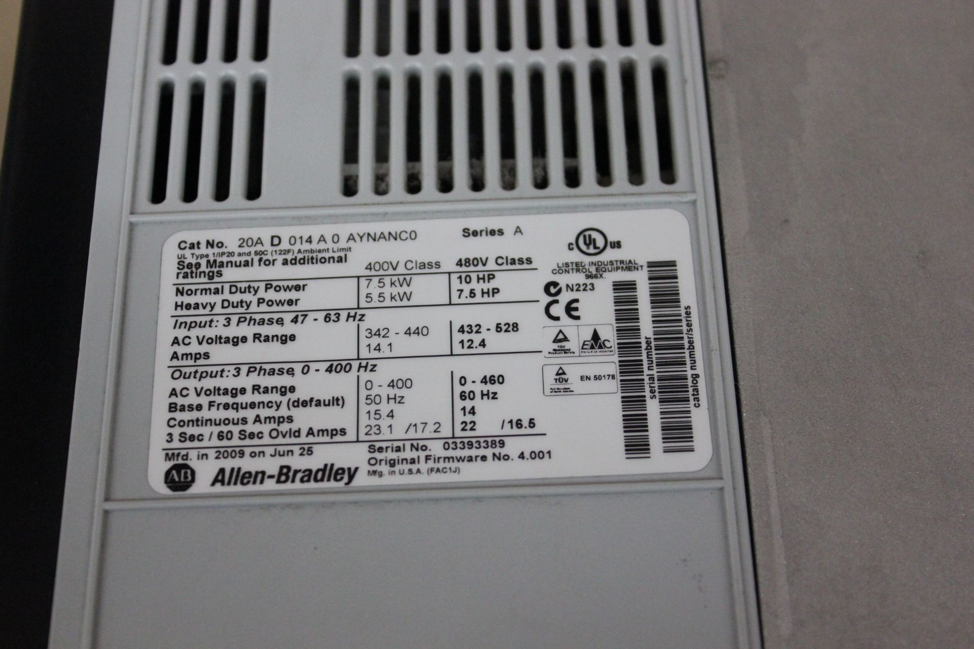 ALLEN BRADLEY POWERFLEX 70 10HP AC DRIVE - Image 10 of 10