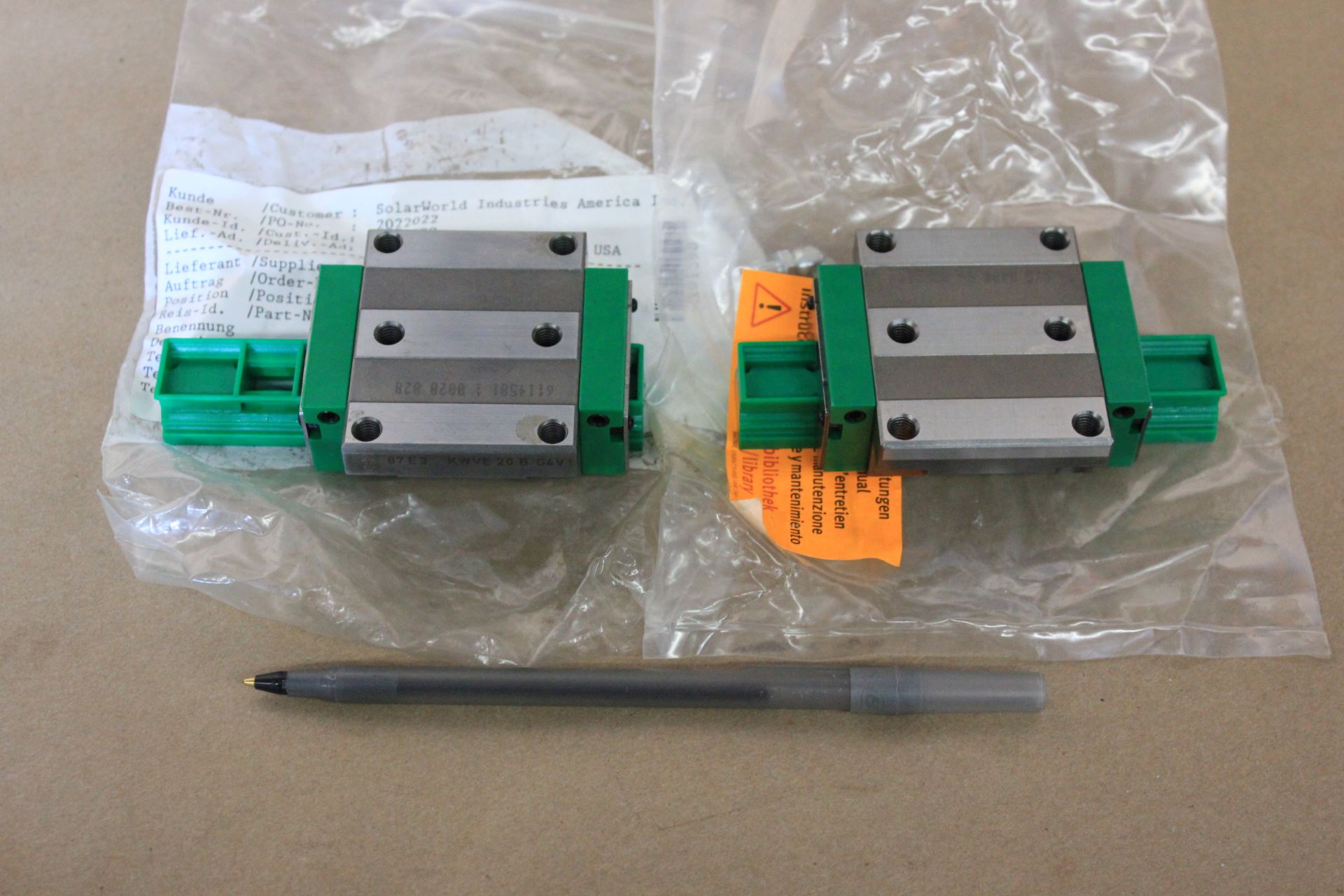 2 NEW INA LINEAR RAIL BEARING BLOCKS