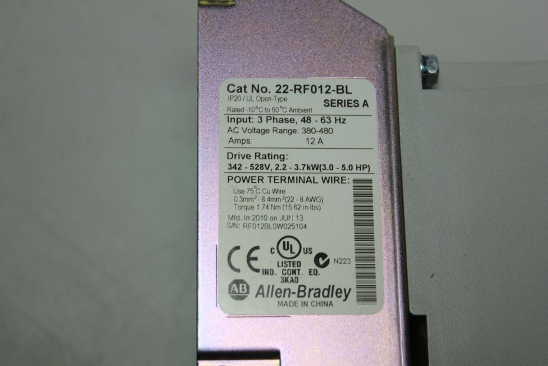 ALLEN BRADLEY POWERFLEX 40 1HP AC DRIVE - Image 6 of 8