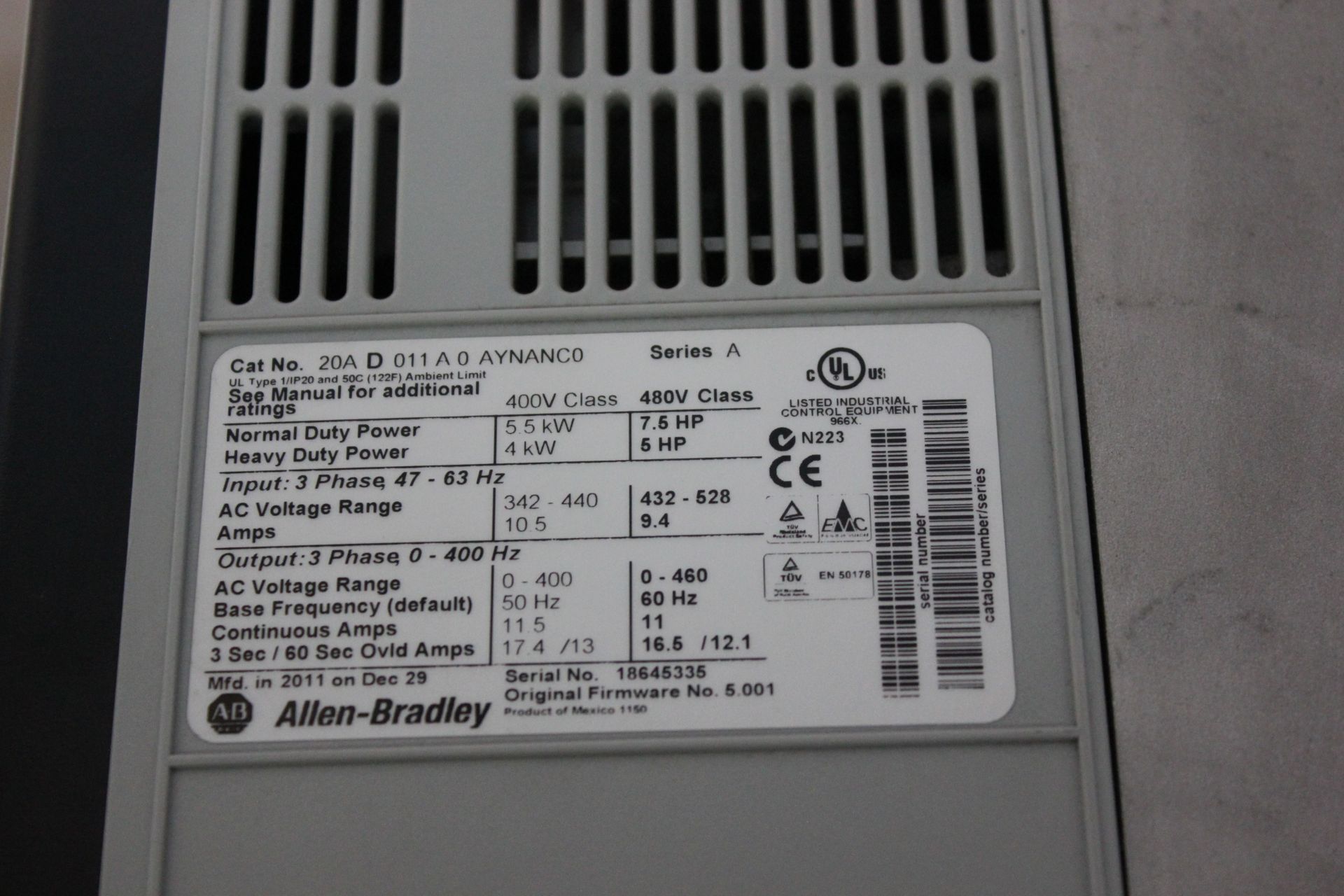 ALLEN BRADLEY POWERFLEX 70 7.5HP AC DRIVE - Image 9 of 9