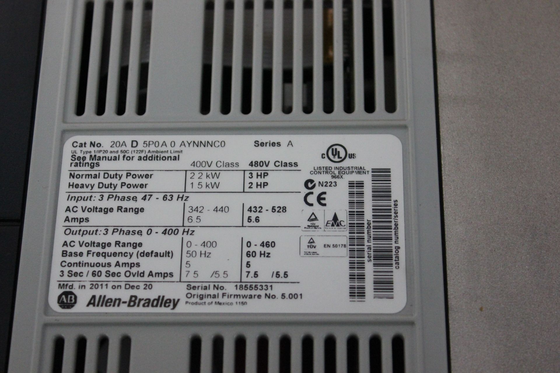 ALLEN BRADLEY POWERFLEX 70 3HP AC DRIVE - Image 6 of 6