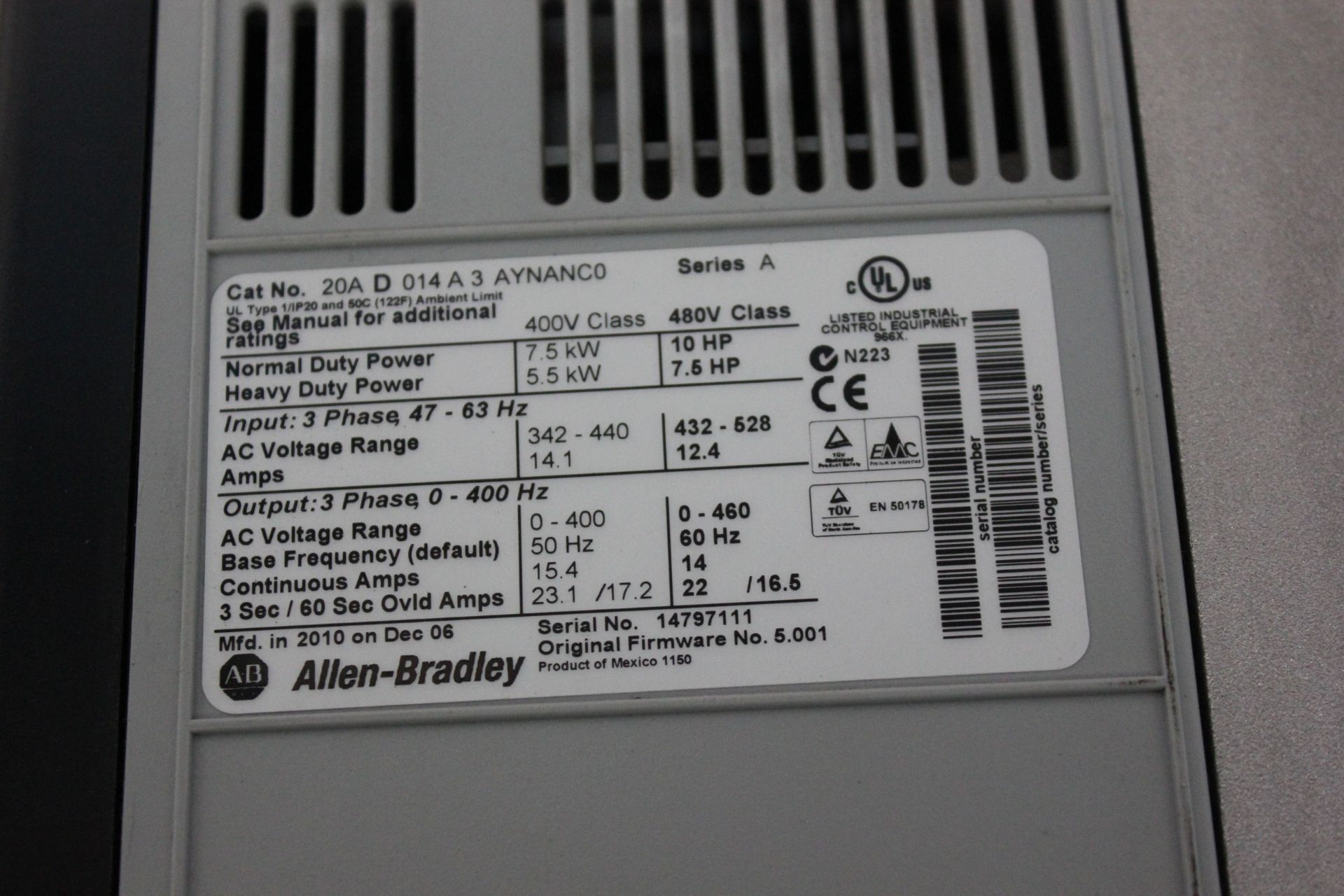 ALLEN BRADLEY POWERFLEX 70 10HP AC DRIVE - Image 7 of 7