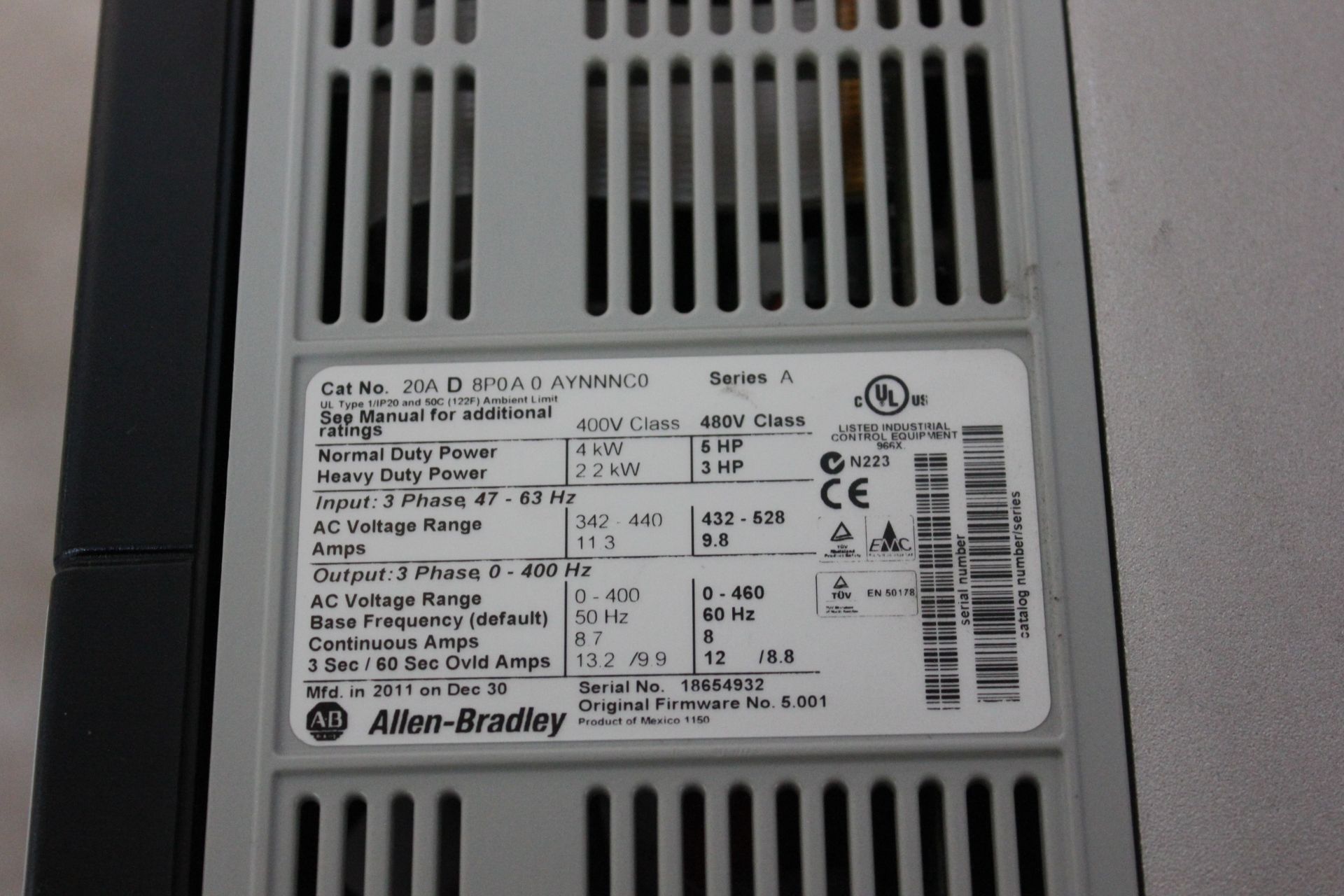 ALLEN BRADLEY POWERFLEX 70 5HP AC DRIVE - Image 10 of 10