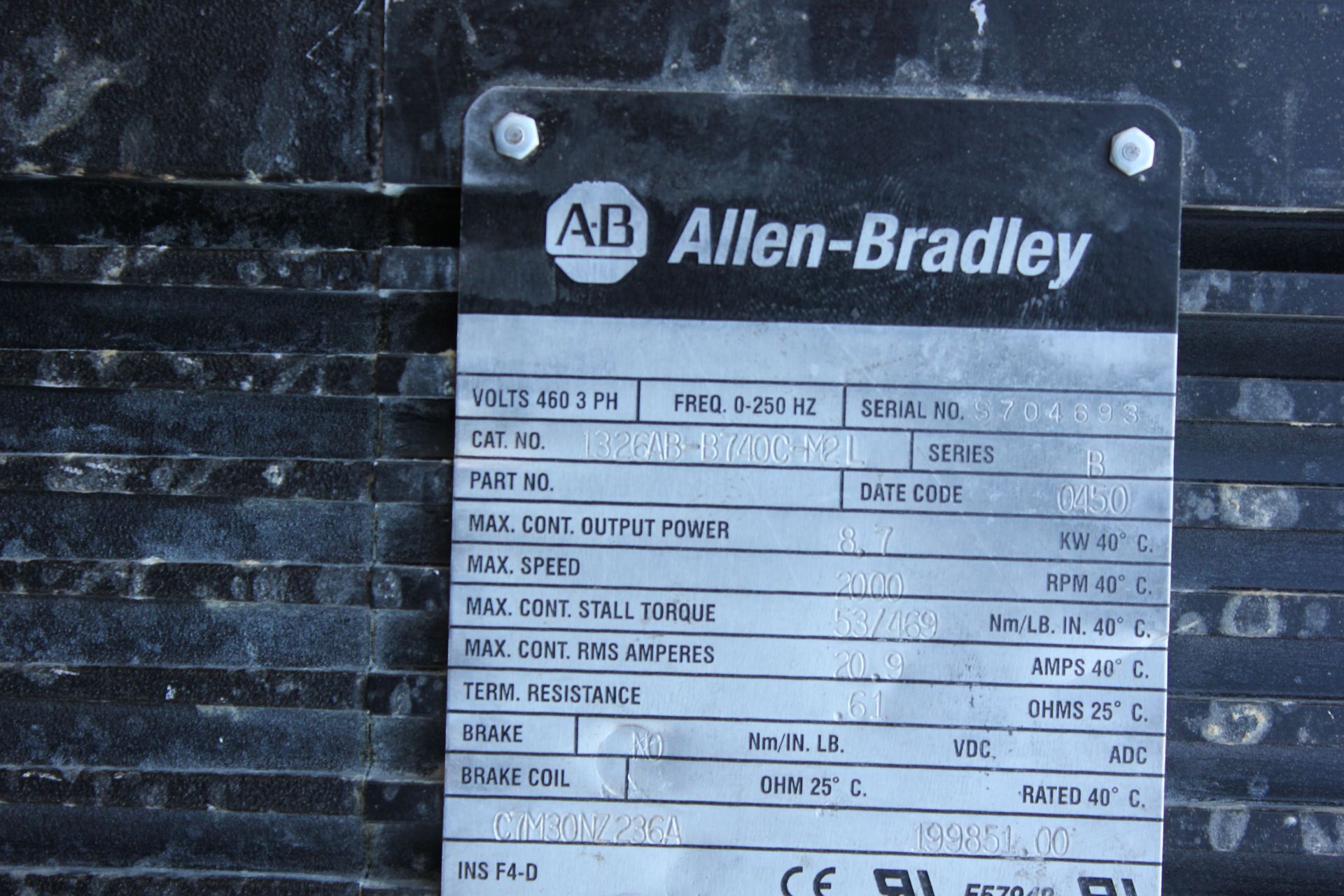 ALLEN BRADLEY AC SERVO MOTOR - Image 8 of 9