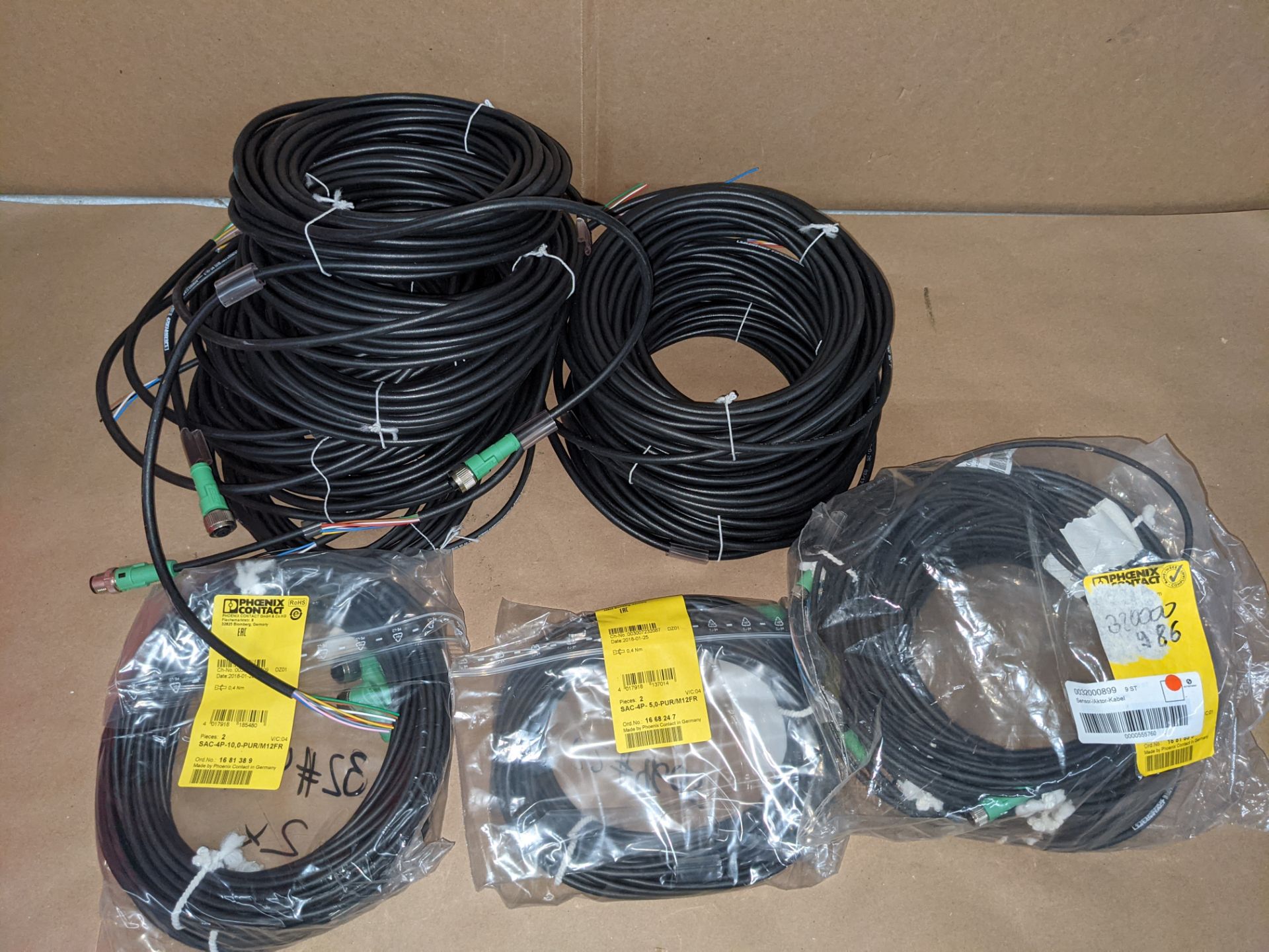 LOT OF APPROX 24 SENSOR CABLES PHOENIX CONTACTOR