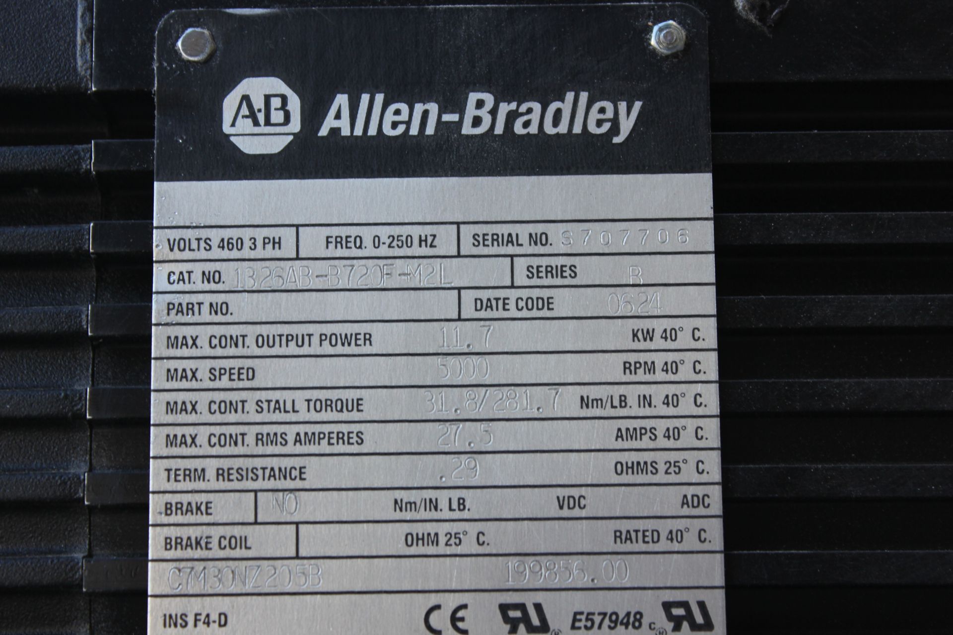 ALLEN BRADLEY AC SERVO MOTOR - Image 7 of 8