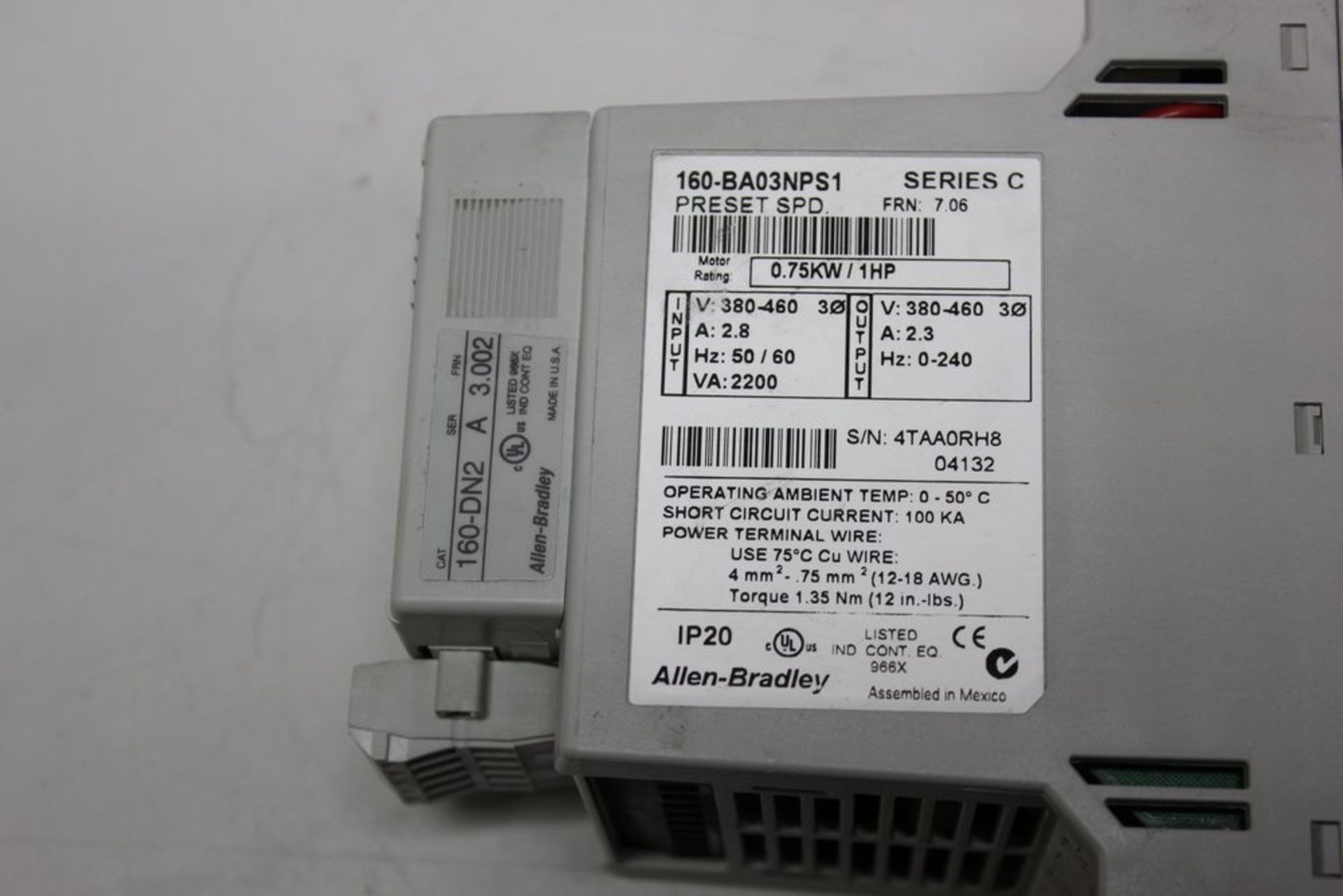 ALLEN BRADLEY 1HP PRESET SPEED DRIVE - Image 3 of 3