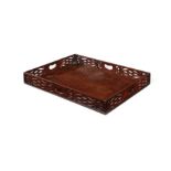 A George III mahogany rectangular pierced fret carved tray