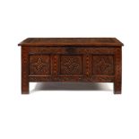 A Charles II carved oak and parquetry chest, Yorkshire