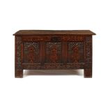 A Charles I carved oak and marquetry chest, Leeds, Yorkshire