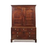 A George III oak press cupboard, West or North Wales