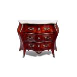 A Swedish walnut crossbanded and line inlaid serpentine bombé commode